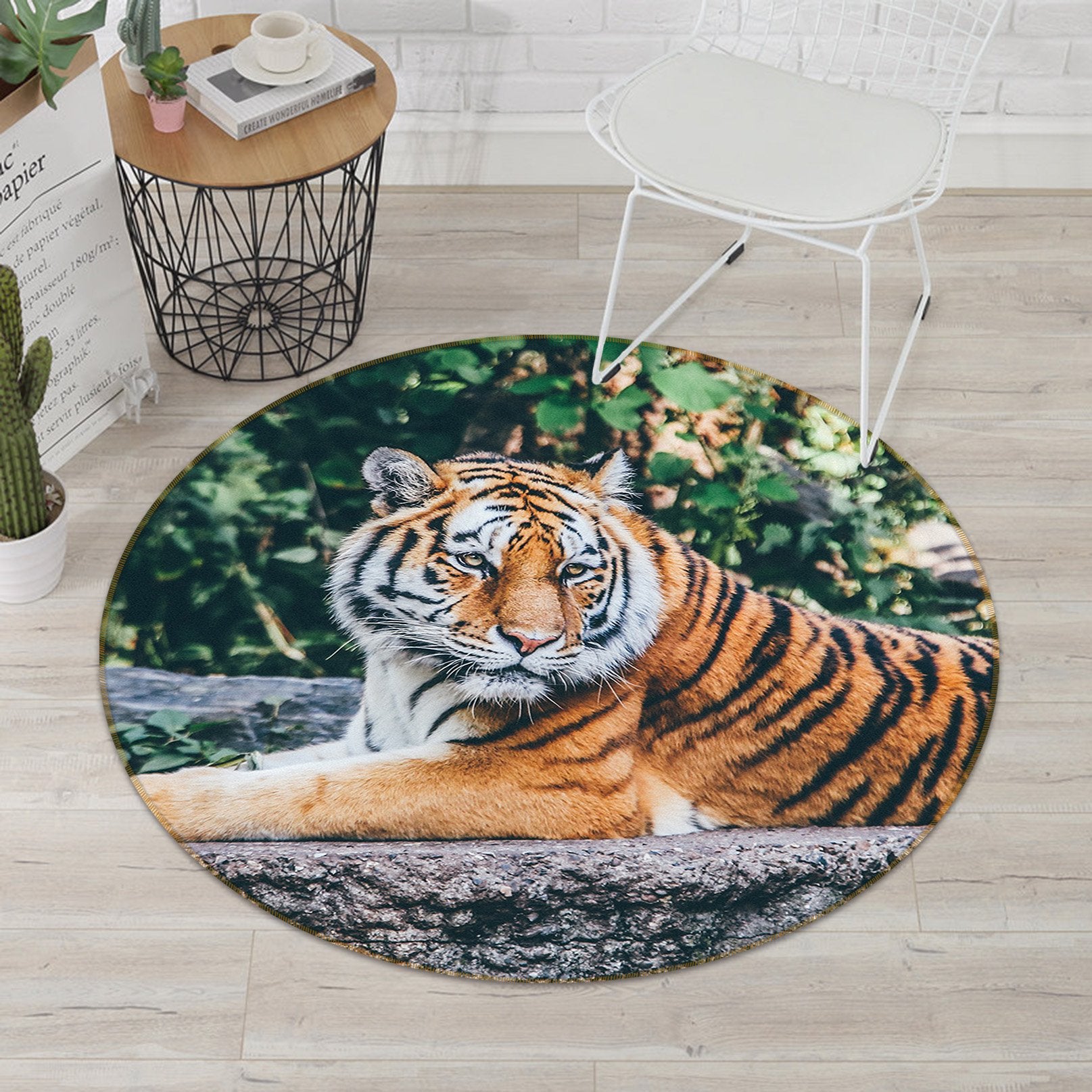 3D Forest Tiger 016 Animal Round Non Slip Rug Mat Mat AJ Creativity Home 