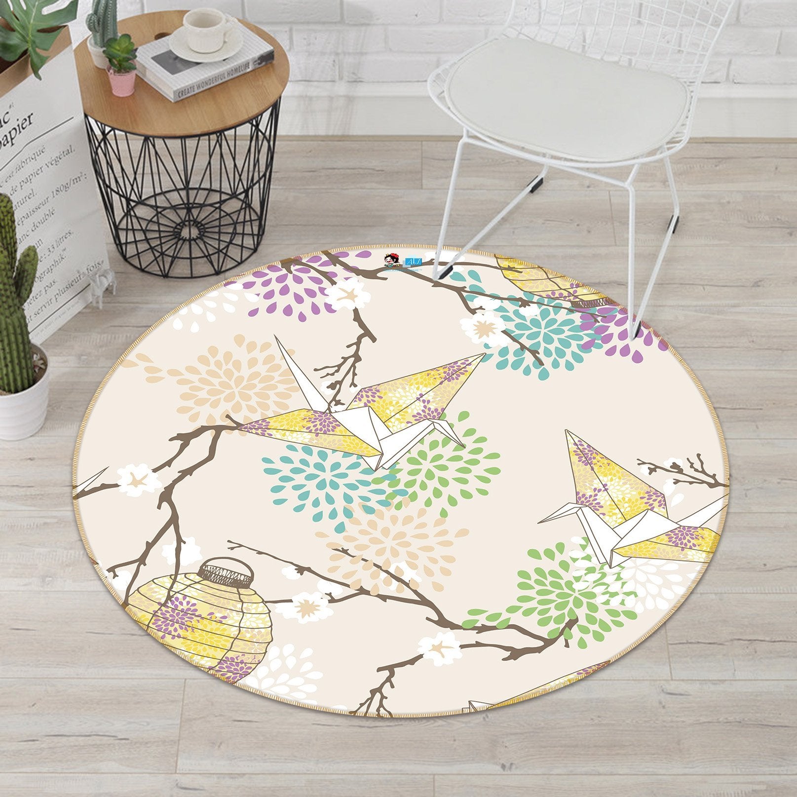 3D Lantern Paper Crane 252 Round Non Slip Rug Mat Mat AJ Creativity Home 