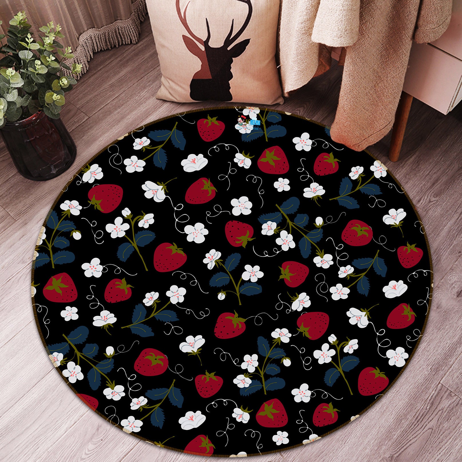 3D Red White Flowers 10571 Kashmira Jayaprakash Rug Round Non Slip Rug Mat