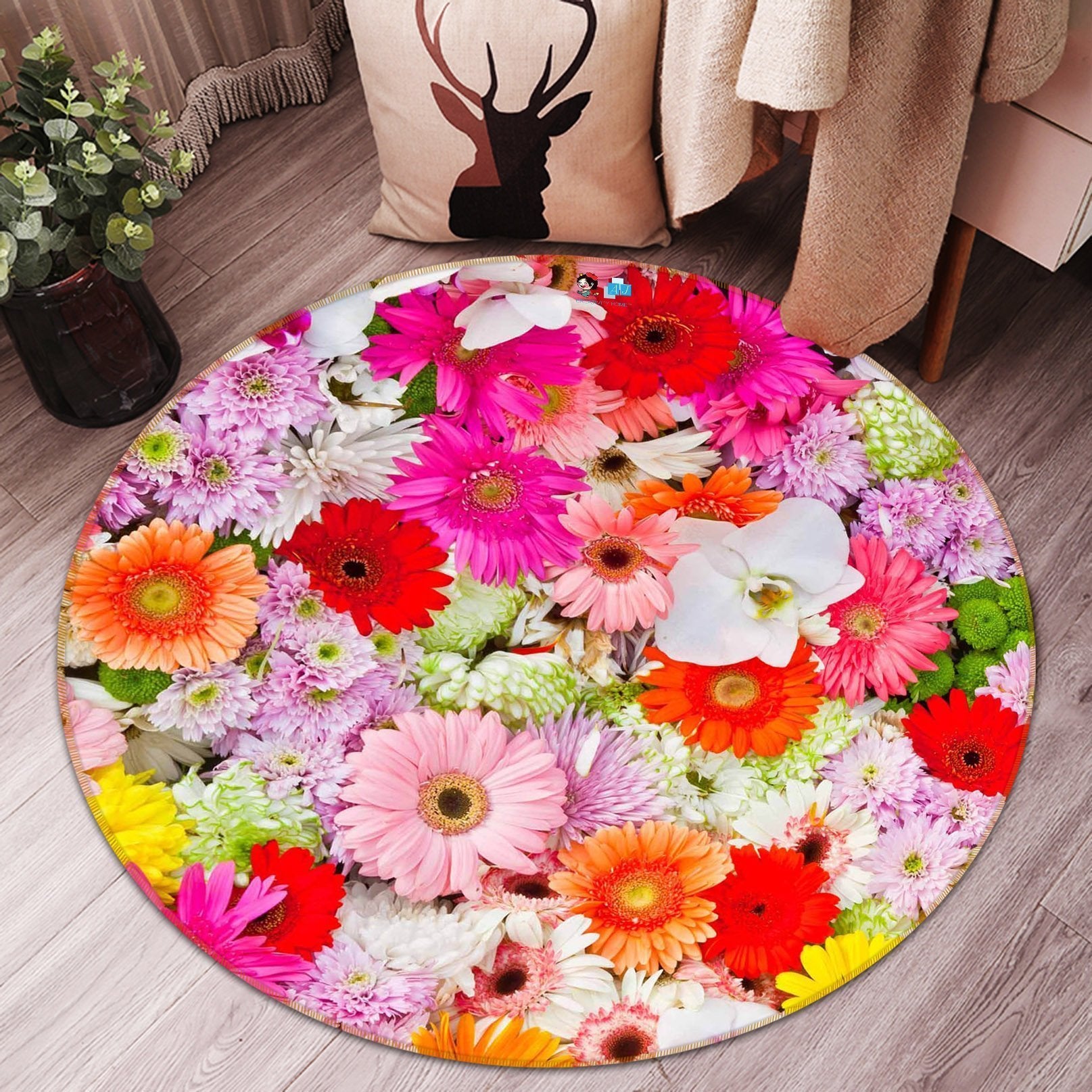 3D Bright Flowers 99 Round Non Slip Rug Mat Mat AJ Creativity Home 