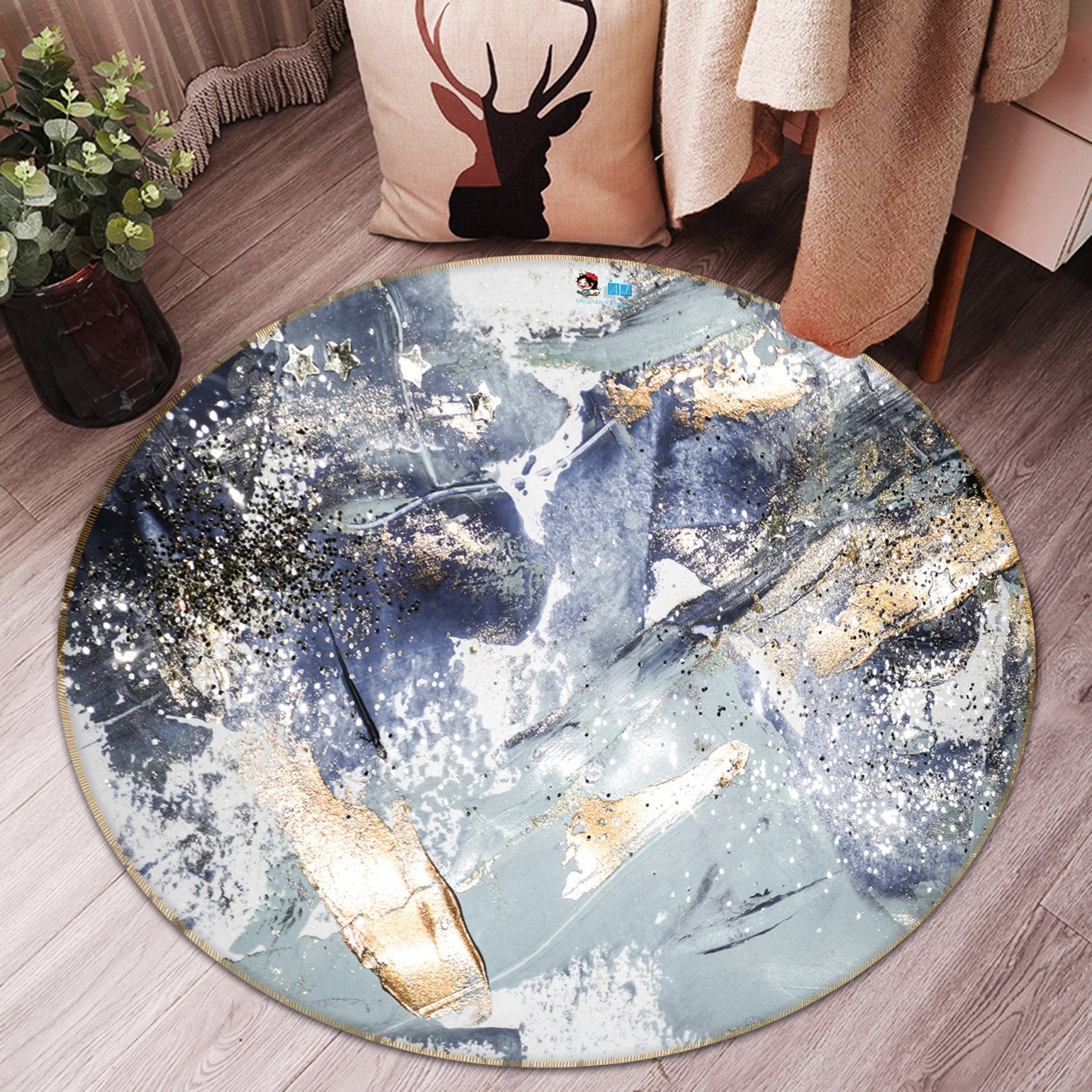 3D Texture White Point 147 Round Non Slip Rug Mat Mat AJ Creativity Home 