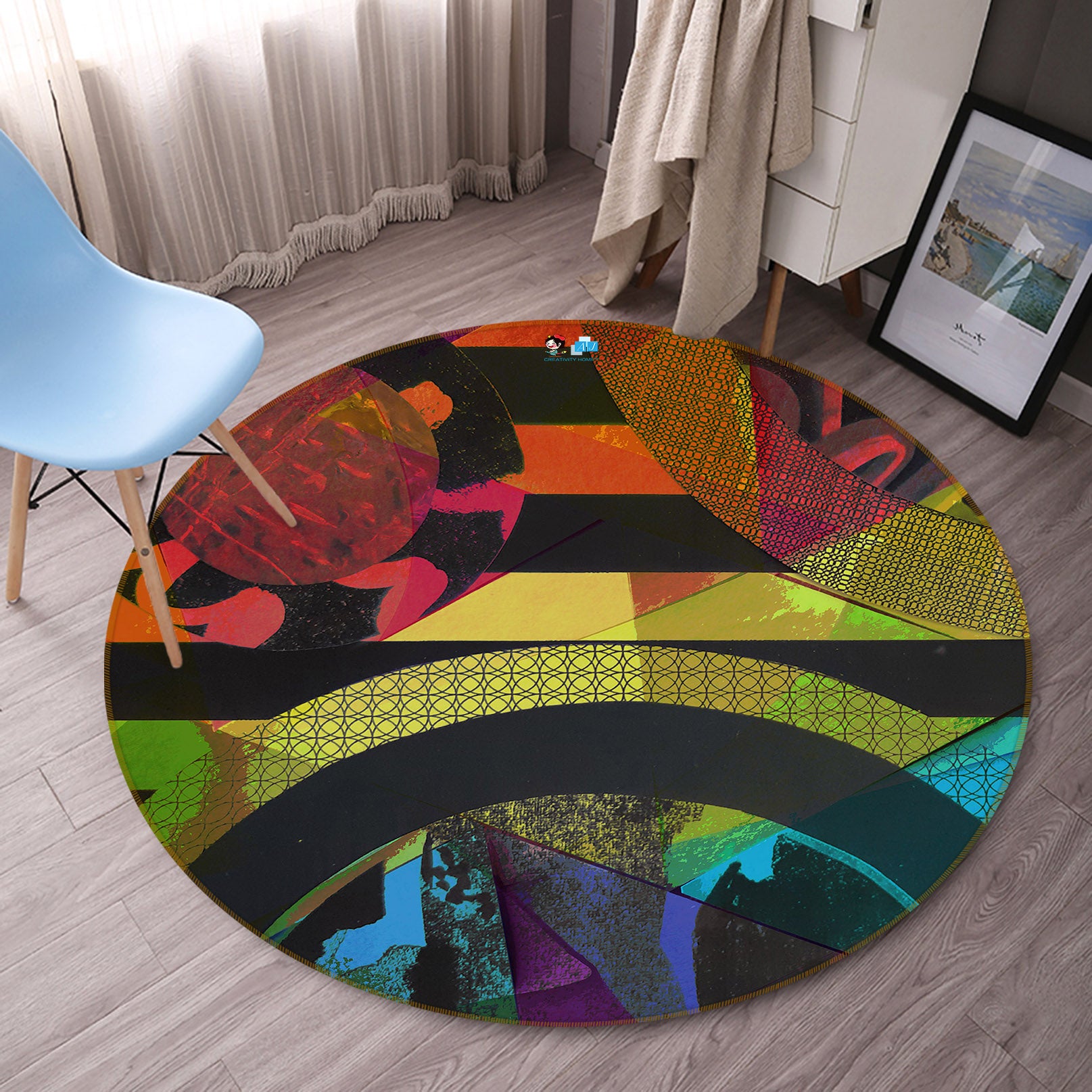 3D Color Pattern 191112 Shandra Smith Rug Round Non Slip Rug Mat