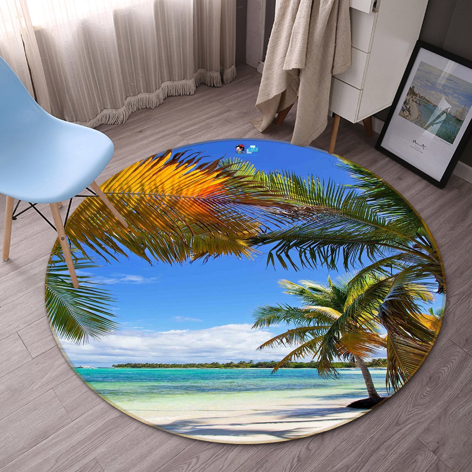 3D Tropical Beach Scenery 131 Round Non Slip Rug Mat Mat AJ Creativity Home 