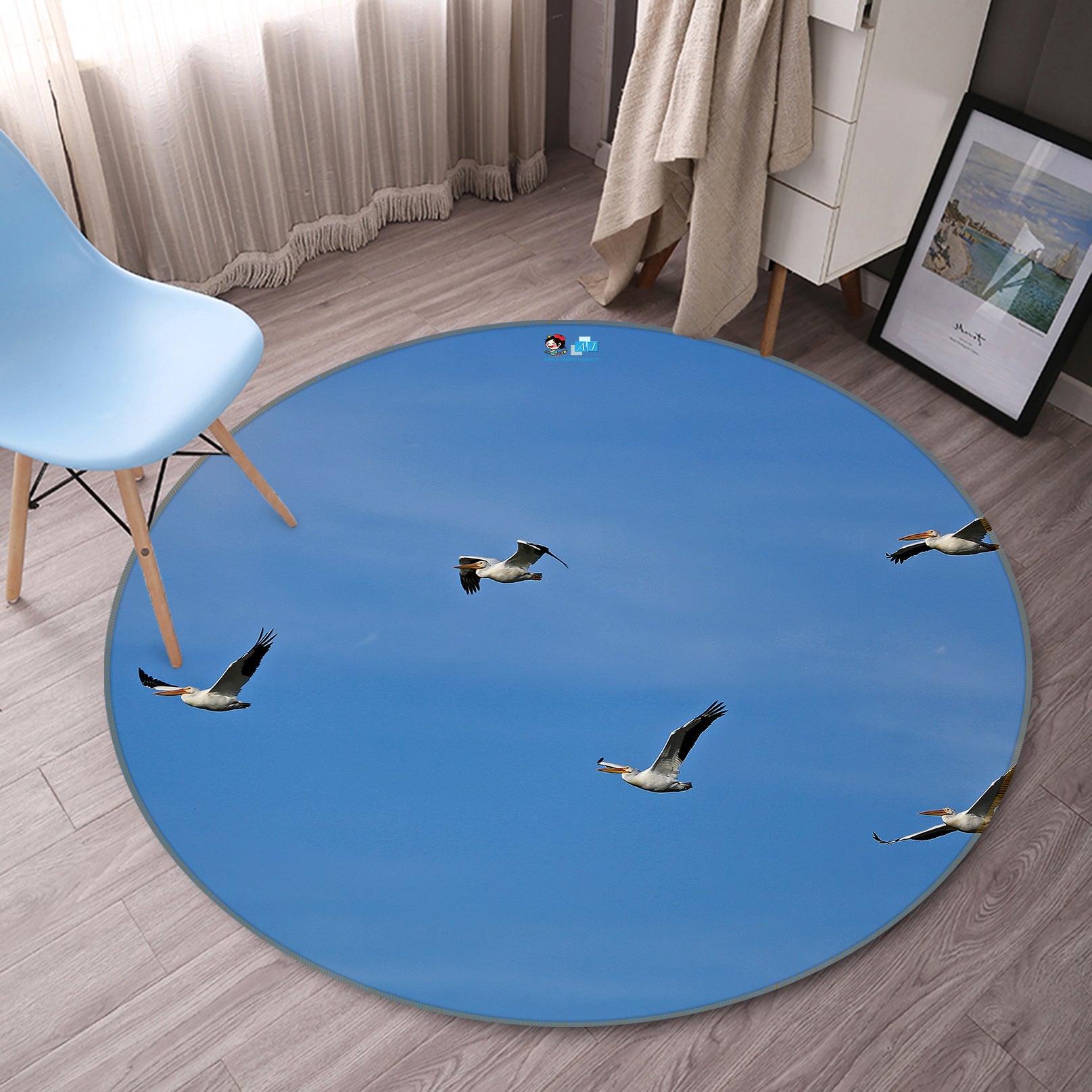 3D Seagull 11197 Kathy Barefield Rug Round Non Slip Rug Mat