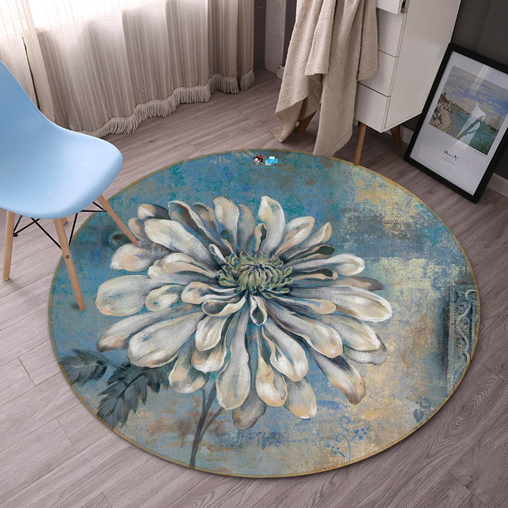 3D Retro Flower Painting 17 Round Non Slip Rug Mat Mat AJ Creativity Home 