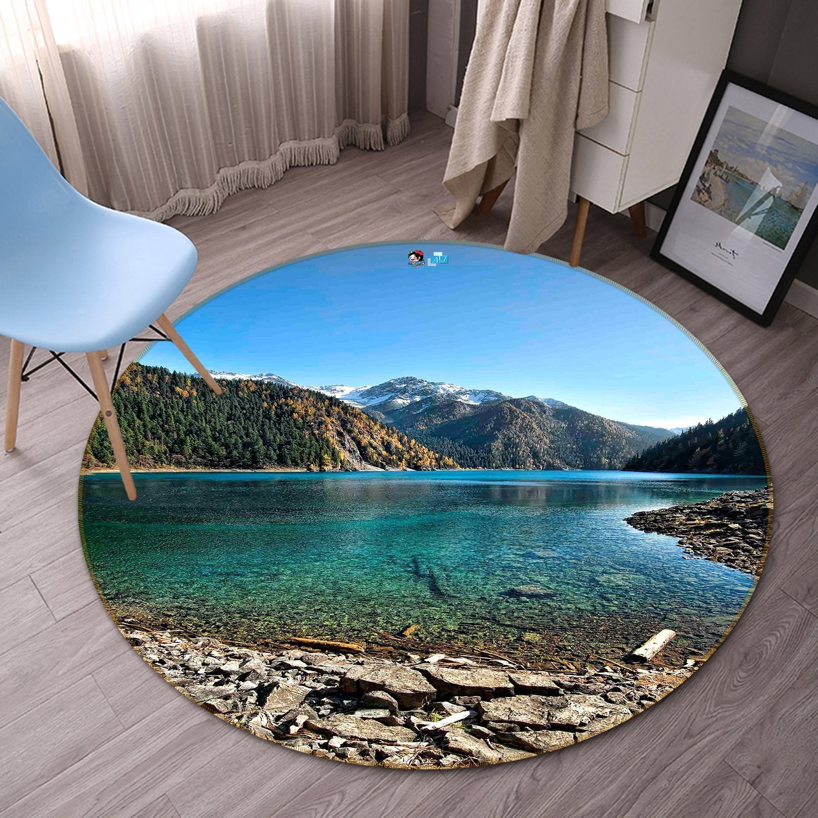 3D Peaceful Lake 21 Round Non Slip Rug Mat Mat AJ Creativity Home 