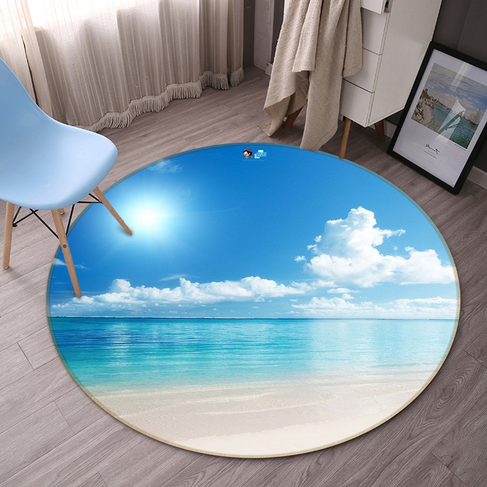 3D Blue Sea Scenery 43 Round Non Slip Rug Mat Mat AJ Creativity Home 