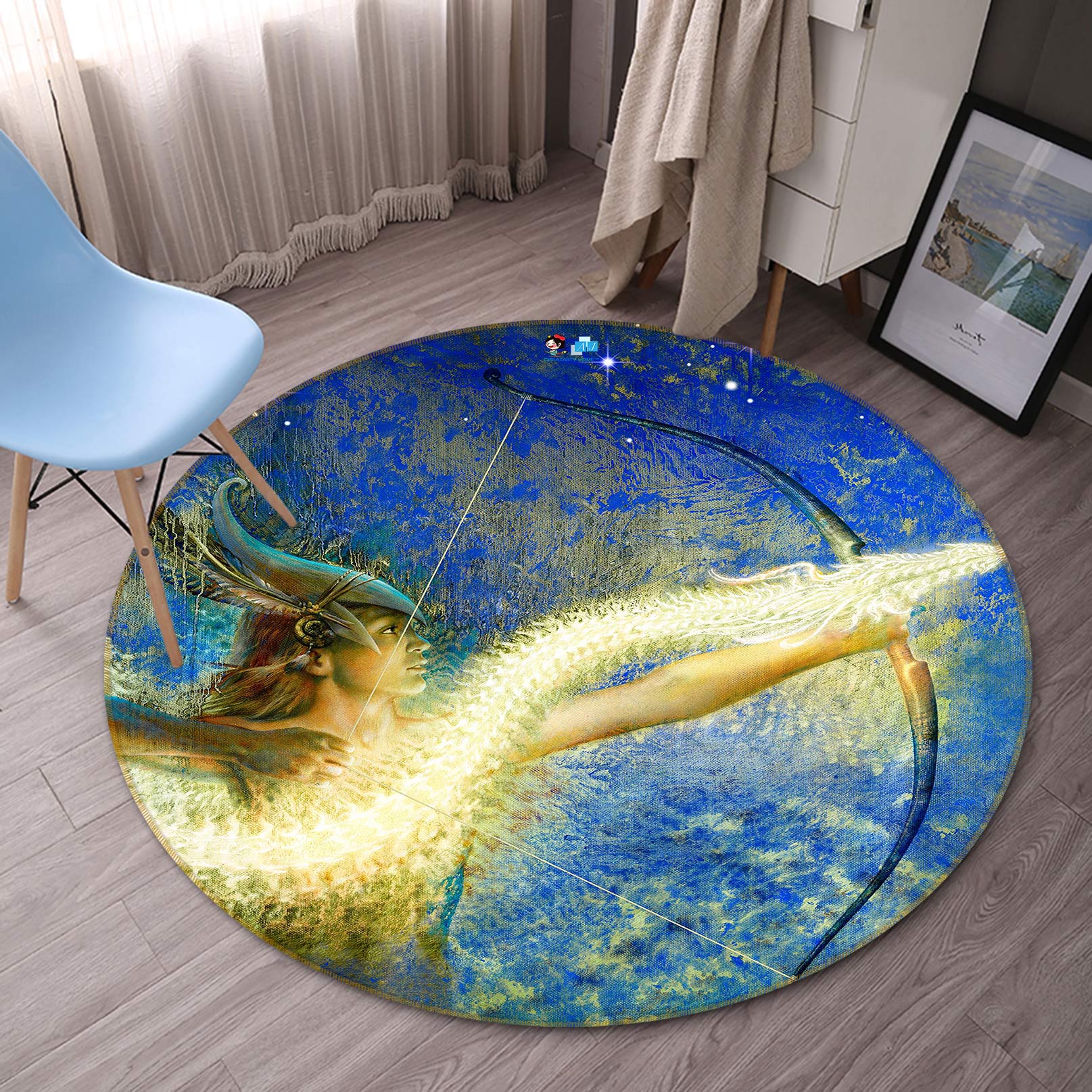 3D Golden Light Dragon Arrow 6156 Ciruelo Rug Round Non Slip Rug Mat