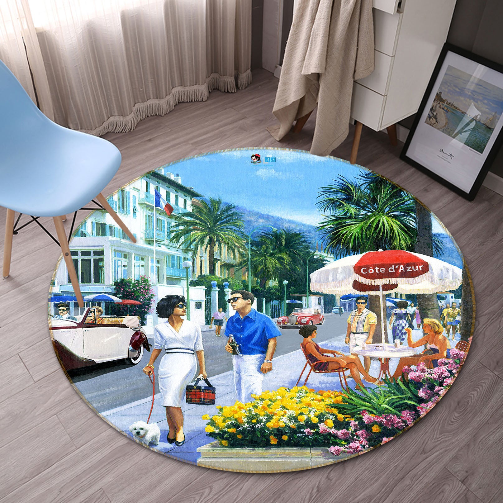 3D Afternoon Tea 068 Kevin Walsh Rug Round Non Slip Rug Mat