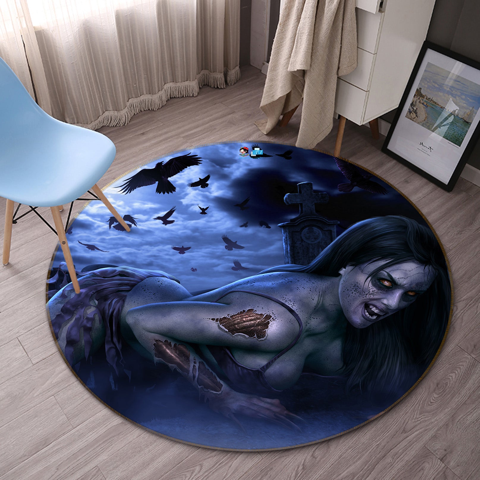 3D Woman 4188 Tom Wood Rug Round Non Slip Rug Mat