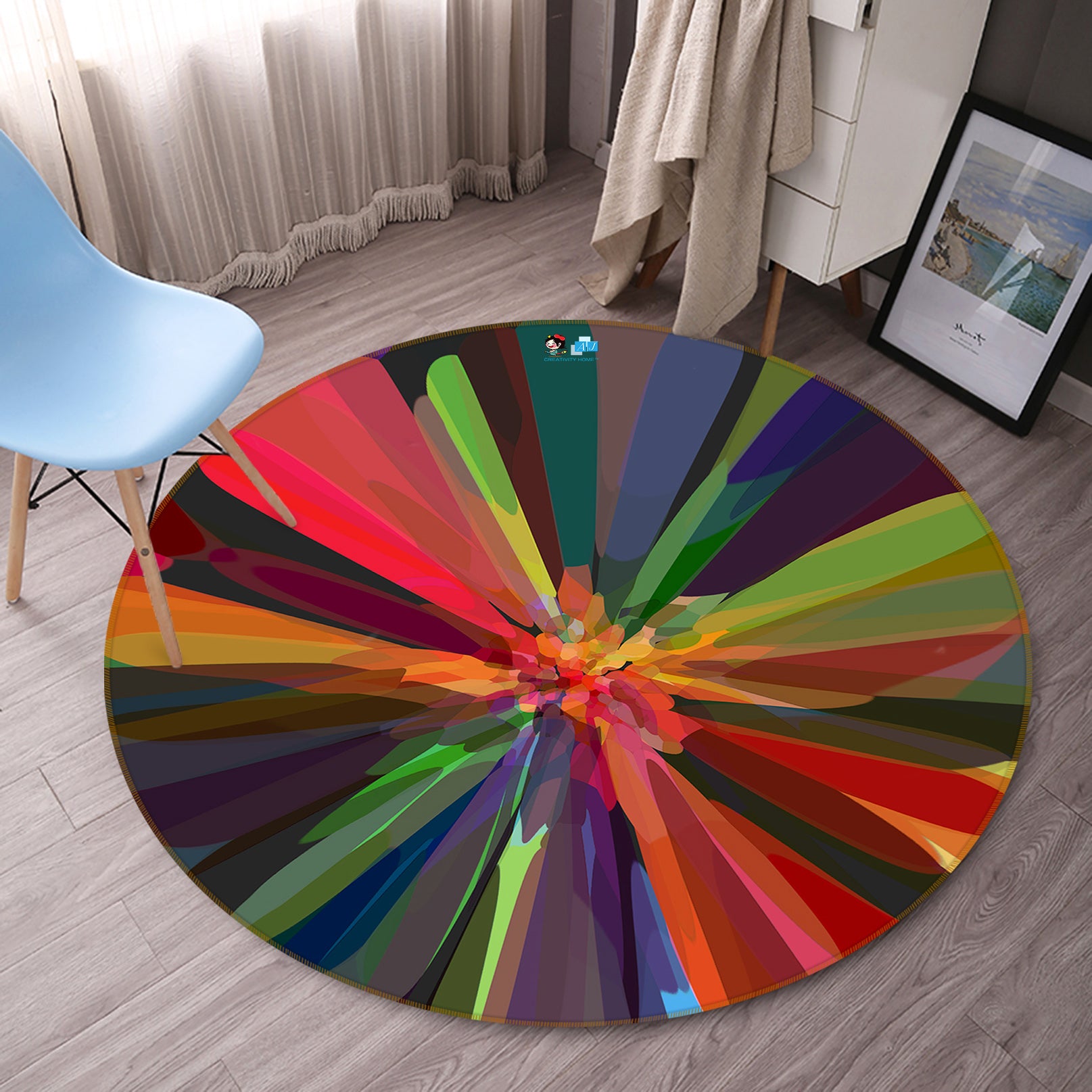 3D Color Flower Core 191106 Shandra Smith Rug Round Non Slip Rug Mat