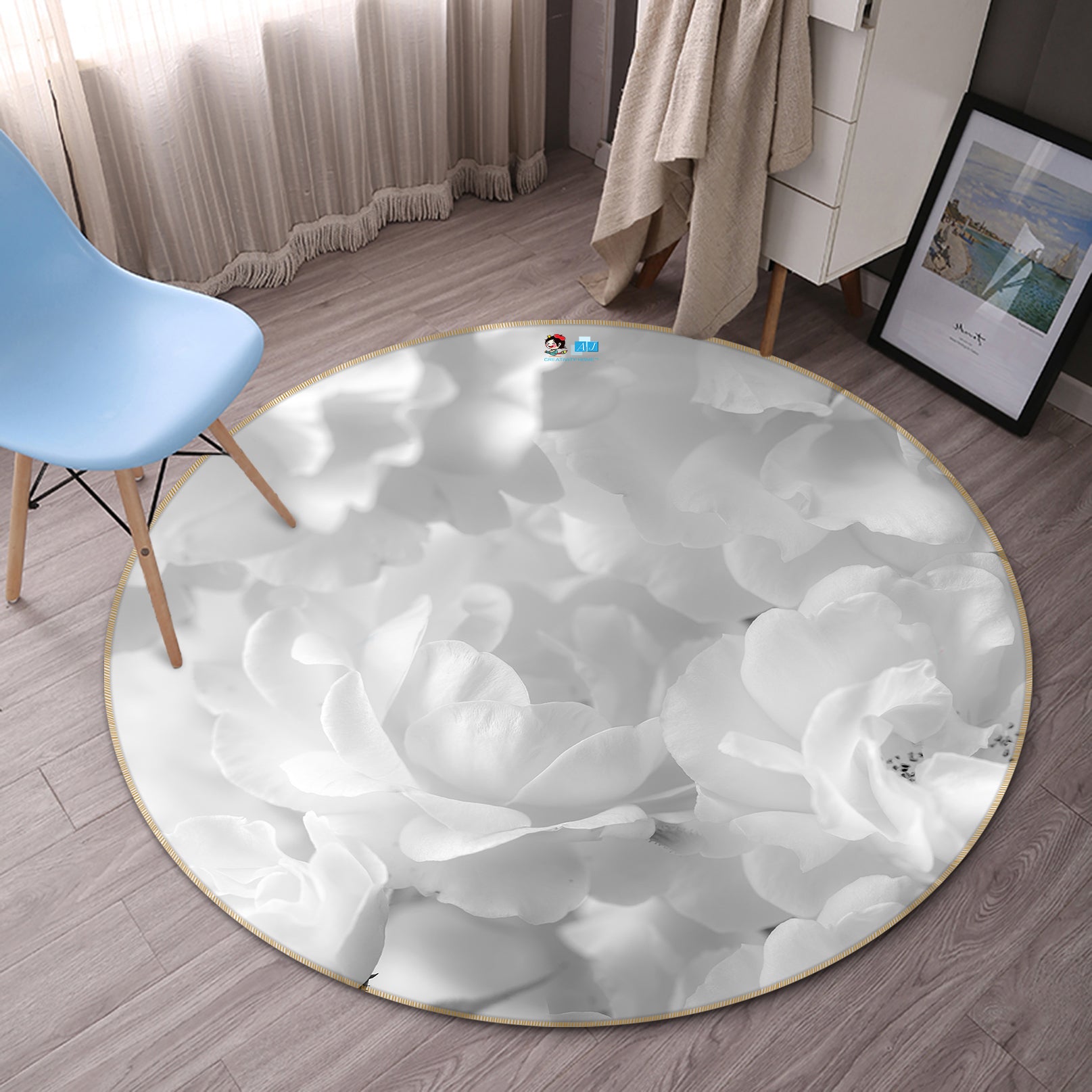 3D Petal Art 7351 Assaf Frank Rug Round Non Slip Rug Mat