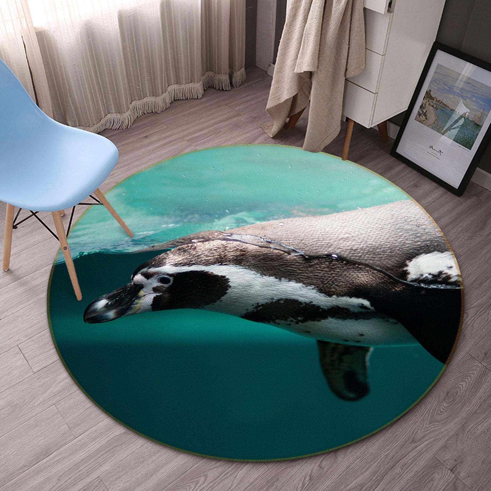3D Sea Dolphin 085 Animal Round Non Slip Rug Mat Mat AJ Creativity Home 