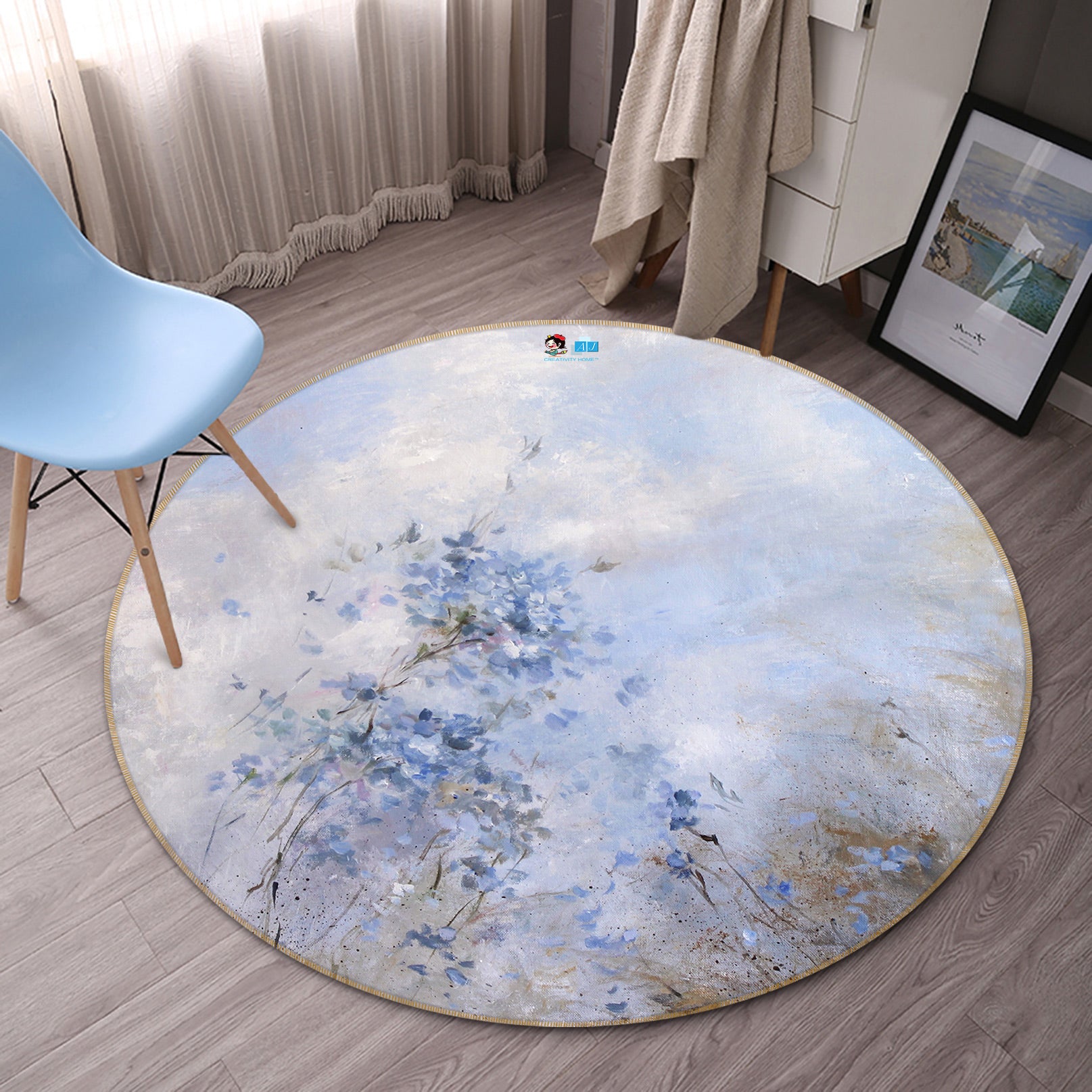 3D Floral Pattern 1208 Debi Coules Rug Round Non Slip Rug Mat