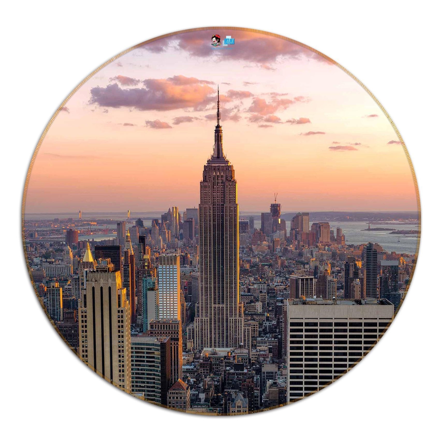 3D Sunset New York 138 Round Non Slip Rug Mat Mat AJ Creativity Home 