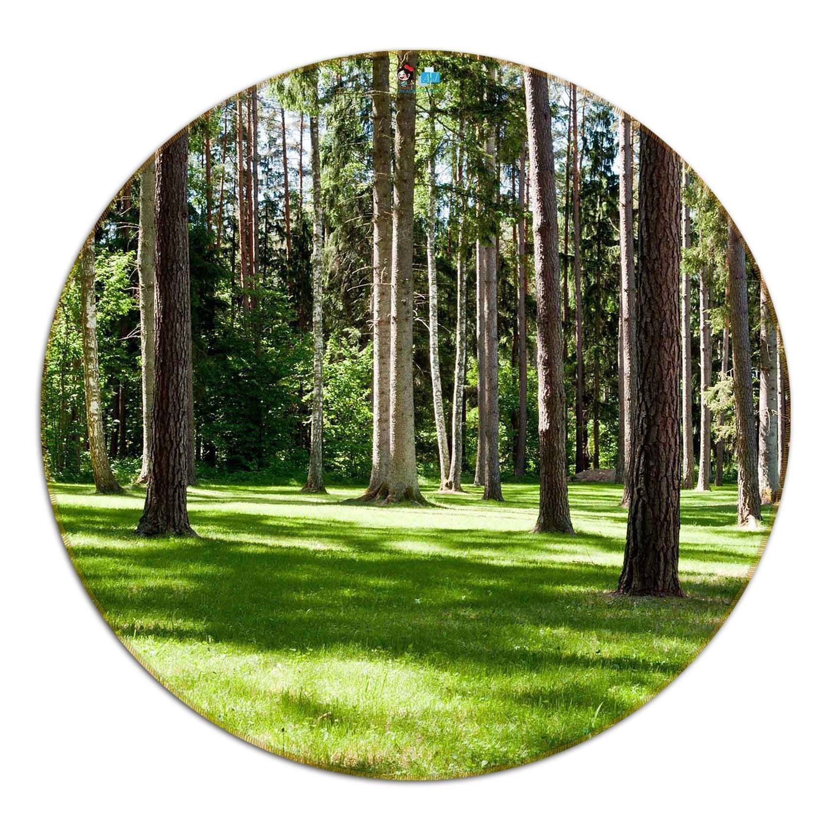 3D Forest Lawn Shade 12 Round Non Slip Rug Mat Mat AJ Creativity Home 