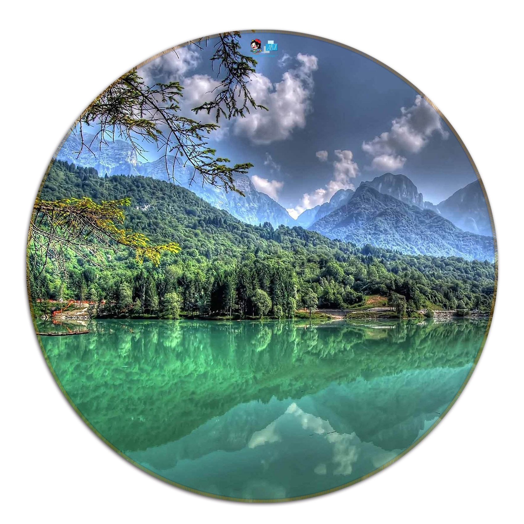 3D Lake Landscape 101 Round Non Slip Rug Mat Mat AJ Creativity Home 