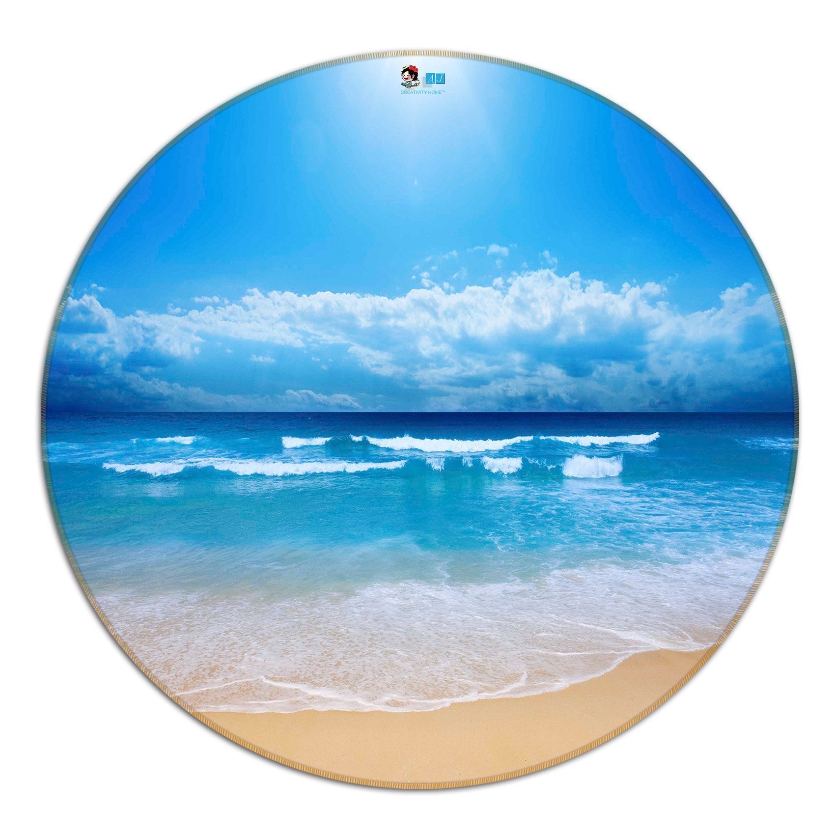 3D Vast Blue Sea 48 Round Non Slip Rug Mat Mat AJ Creativity Home 