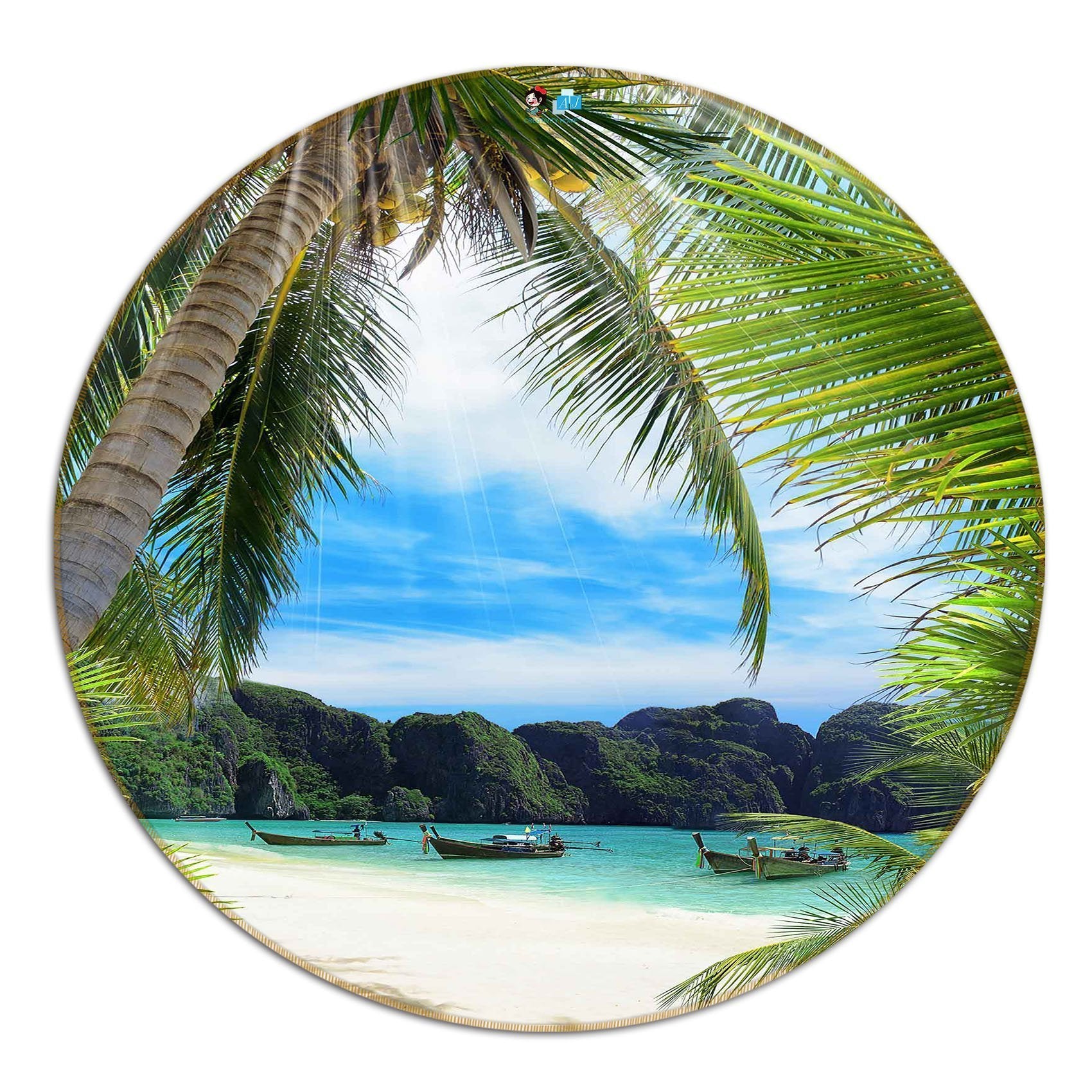 3D Tropical Beach Scenery 134 Round Non Slip Rug Mat Mat AJ Creativity Home 