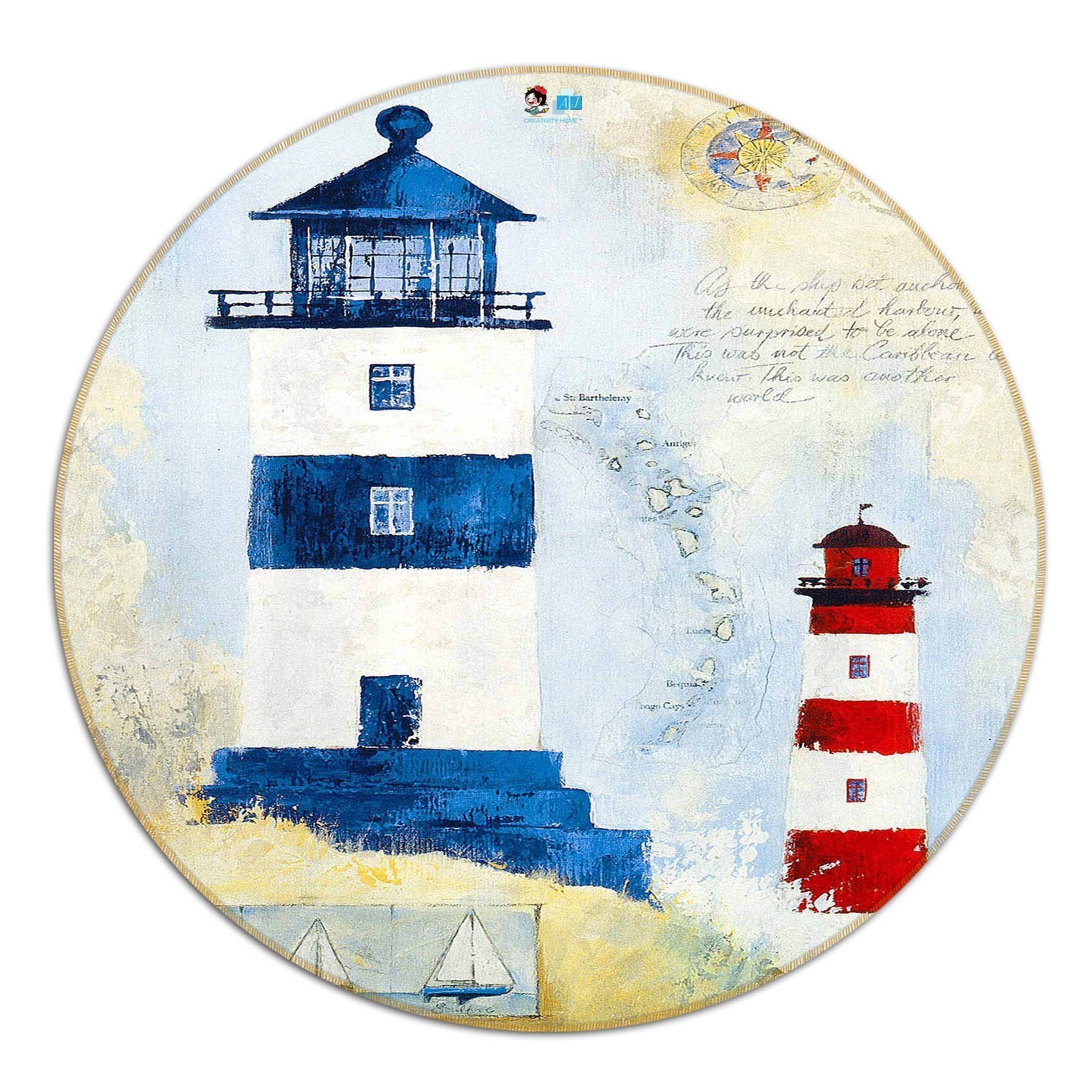 3D Lighthouse Painting 51 Round Non Slip Rug Mat Mat AJ Creativity Home 