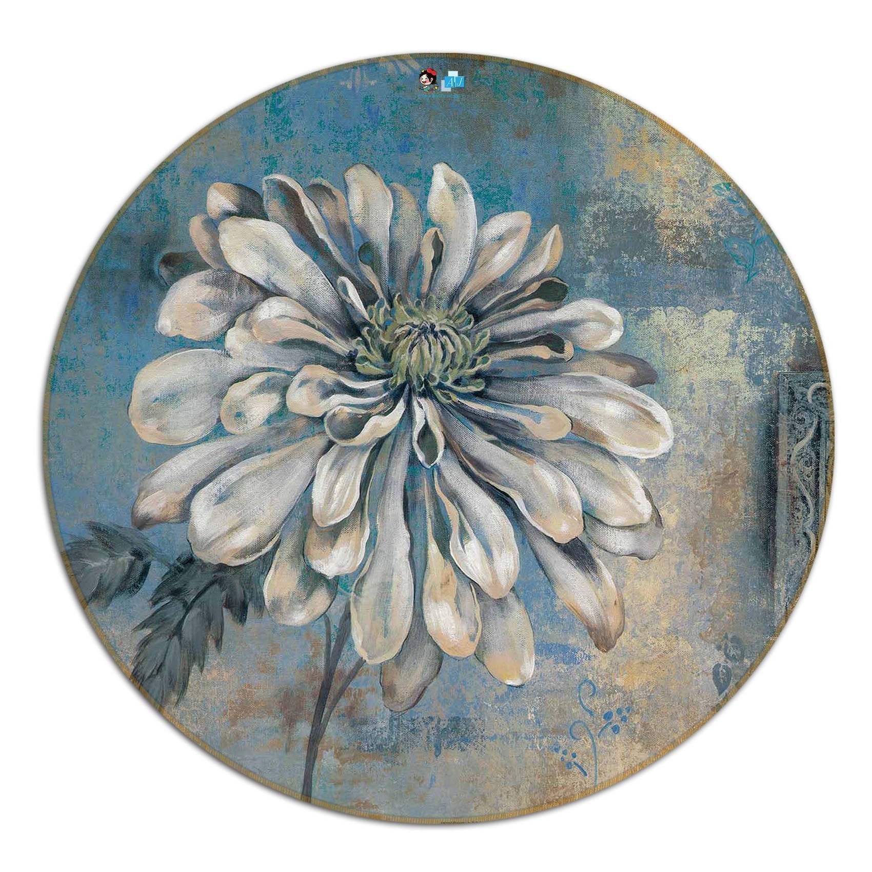 3D Retro Flower Painting 17 Round Non Slip Rug Mat Mat AJ Creativity Home 