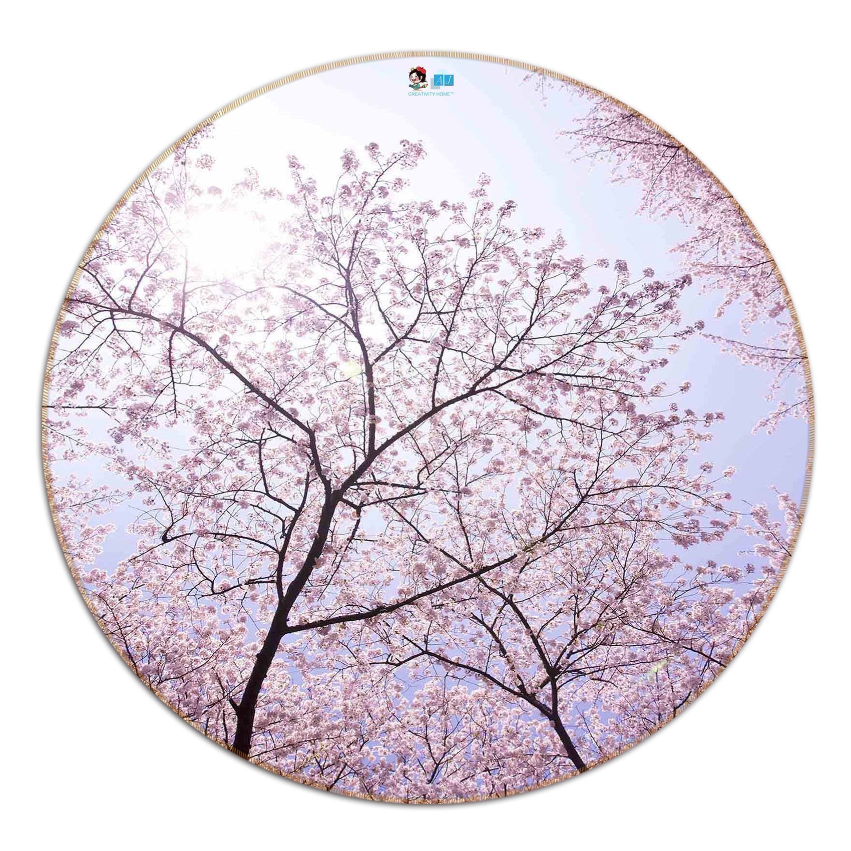 3D Pink Flowers Trees 120 Round Non Slip Rug Mat Mat AJ Creativity Home 