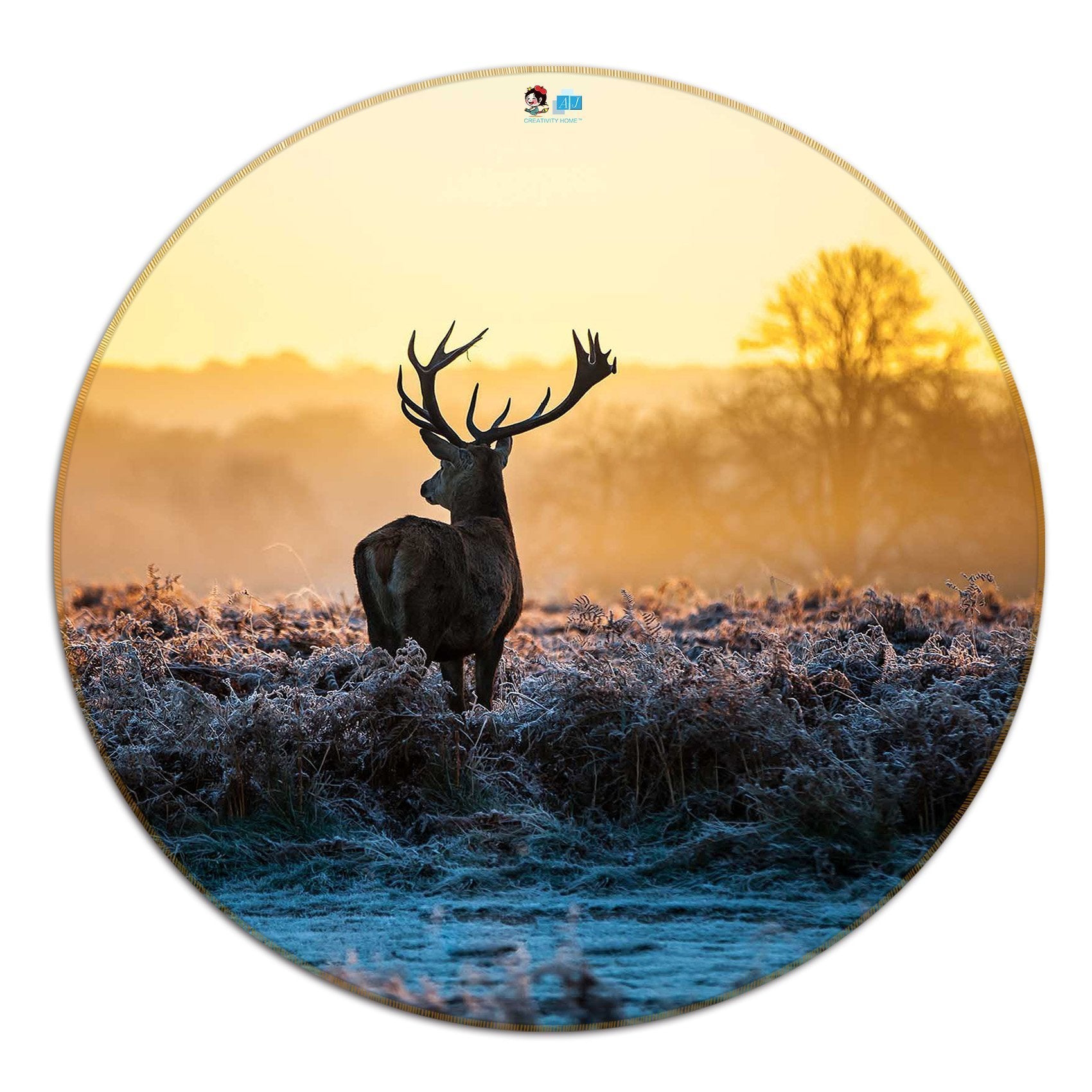 3D Sunset Elk 29 Round Non Slip Rug Mat Mat AJ Creativity Home 