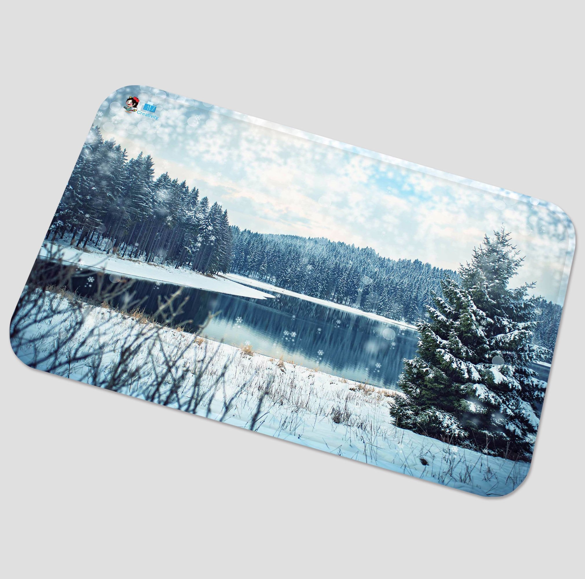 3D Lake Snowing Scenery 90 Non Slip Rug Mat Mat AJ Creativity Home 