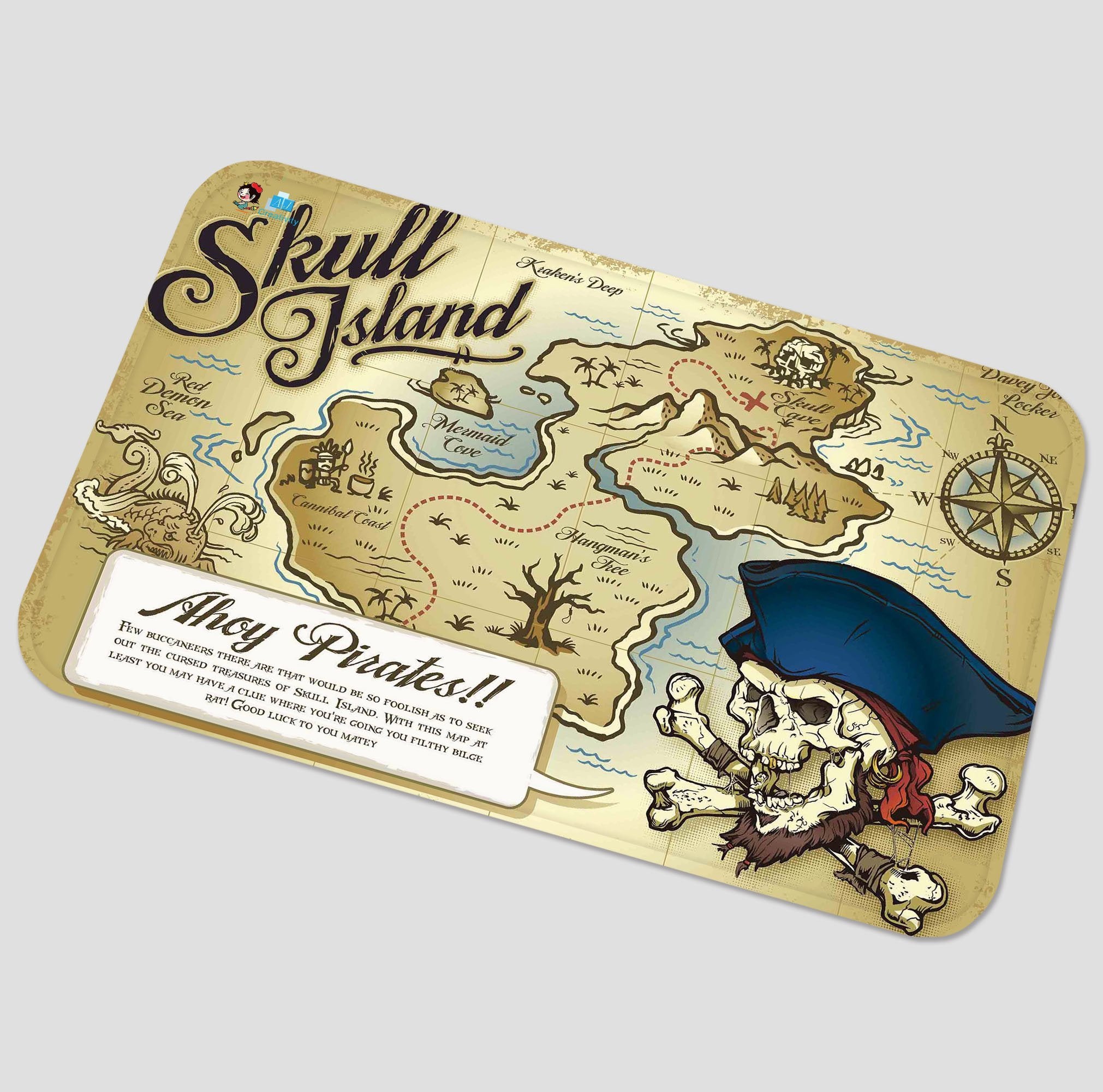 3D Skull Island Map 30 Non Slip Rug Mat Mat AJ Creativity Home 