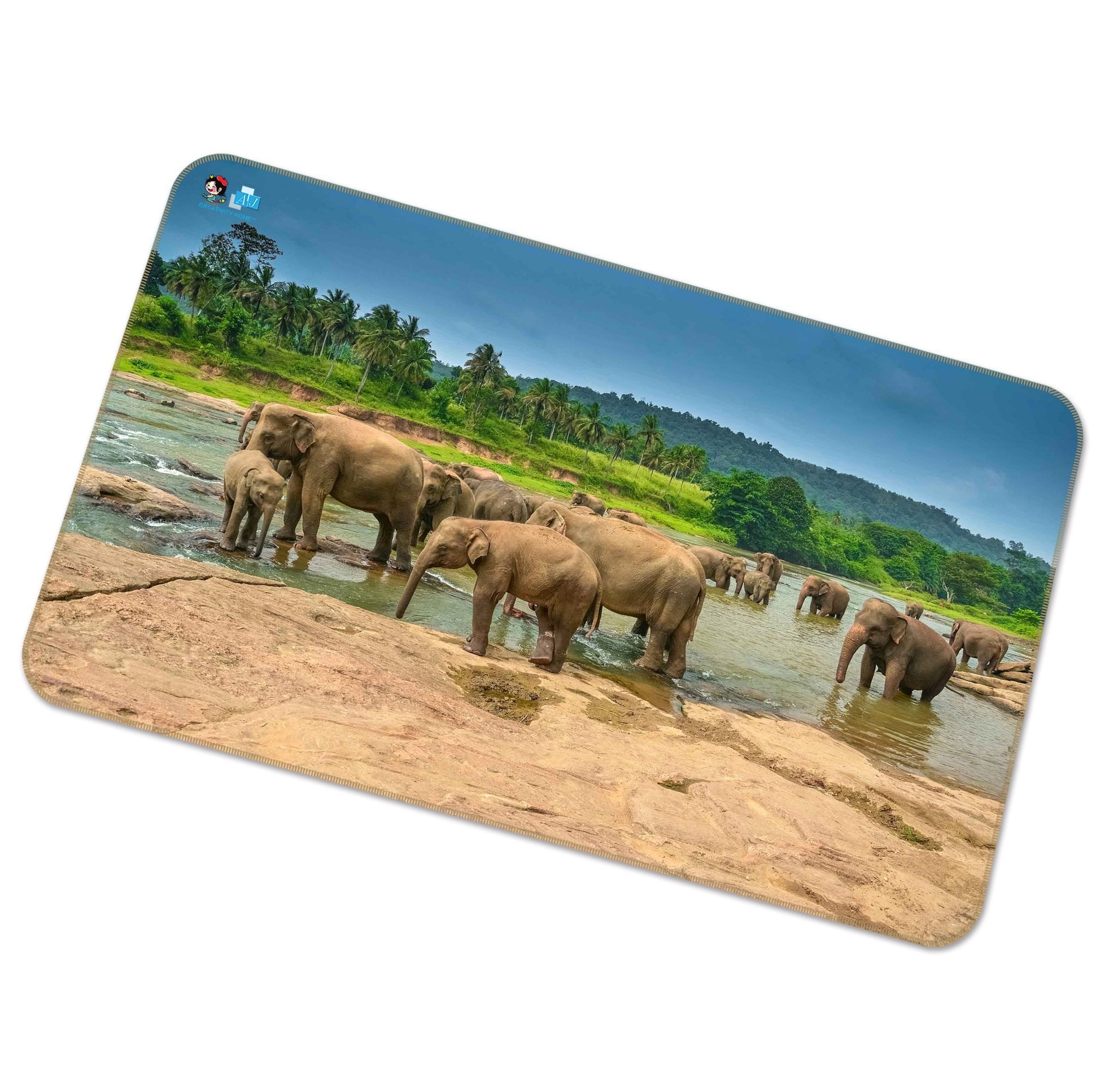 3D River Playful Elephants 280 Non Slip Rug Mat Mat AJ Creativity Home 