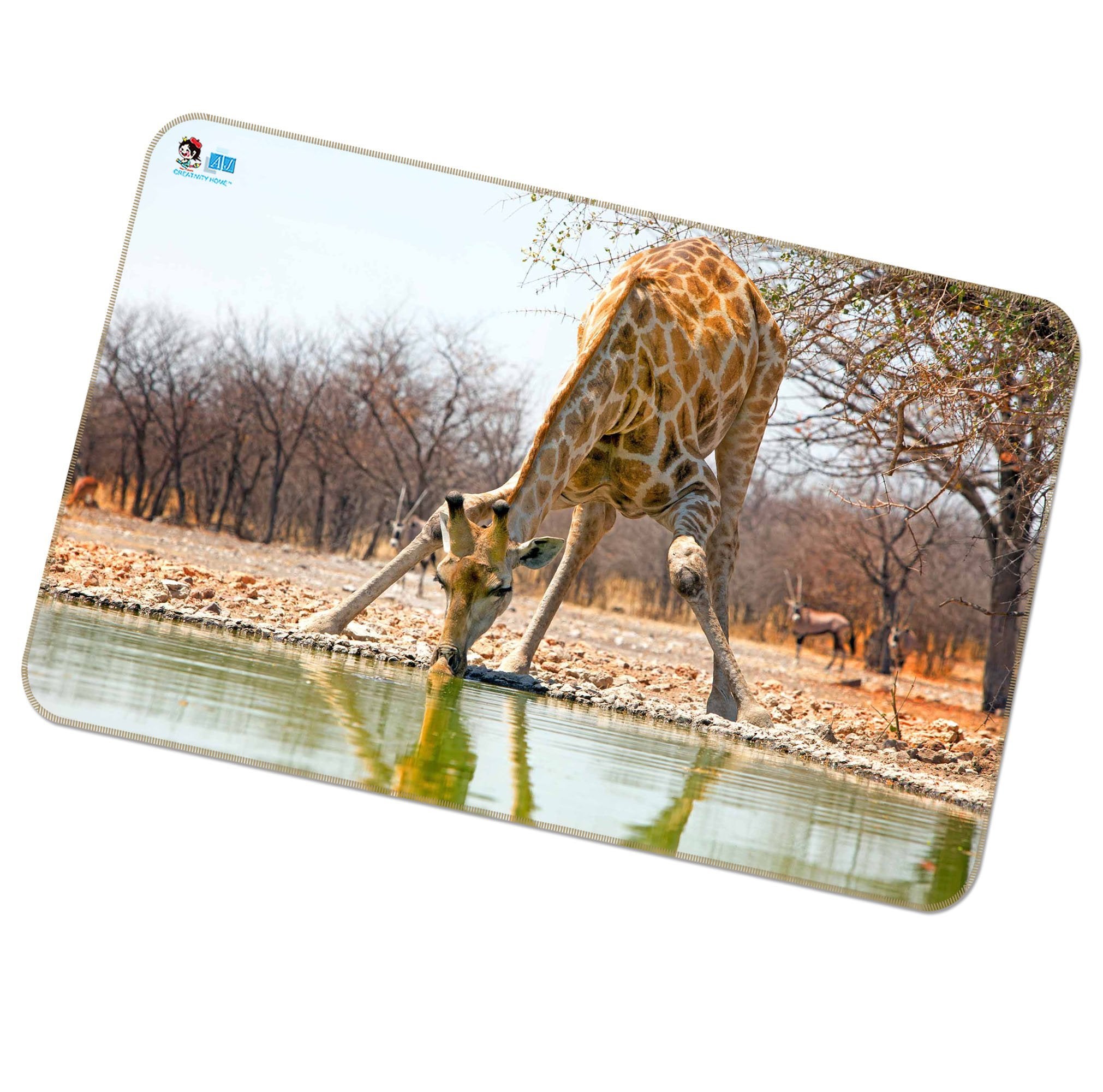 3D Giraffe Drinking Water 272 Non Slip Rug Mat Mat AJ Creativity Home 