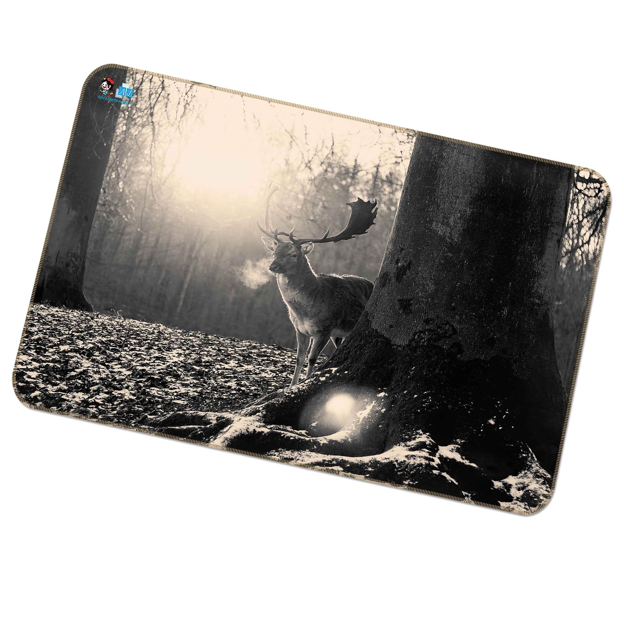 3D Winter Forest Deer 270 Non Slip Rug Mat Mat AJ Creativity Home 