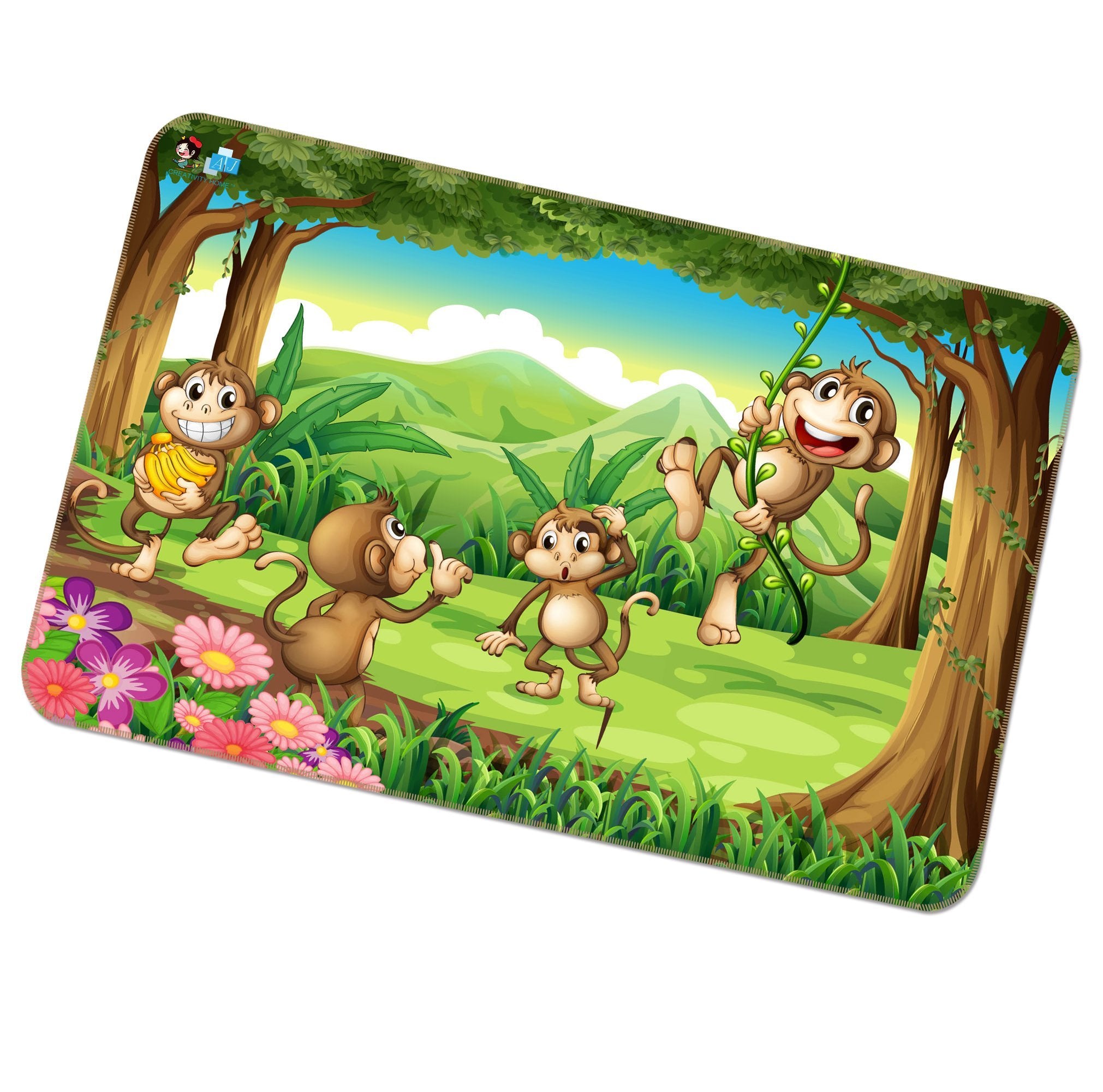 3D Monkey Rattan 492 Non Slip Rug Mat Mat AJ Creativity Home 