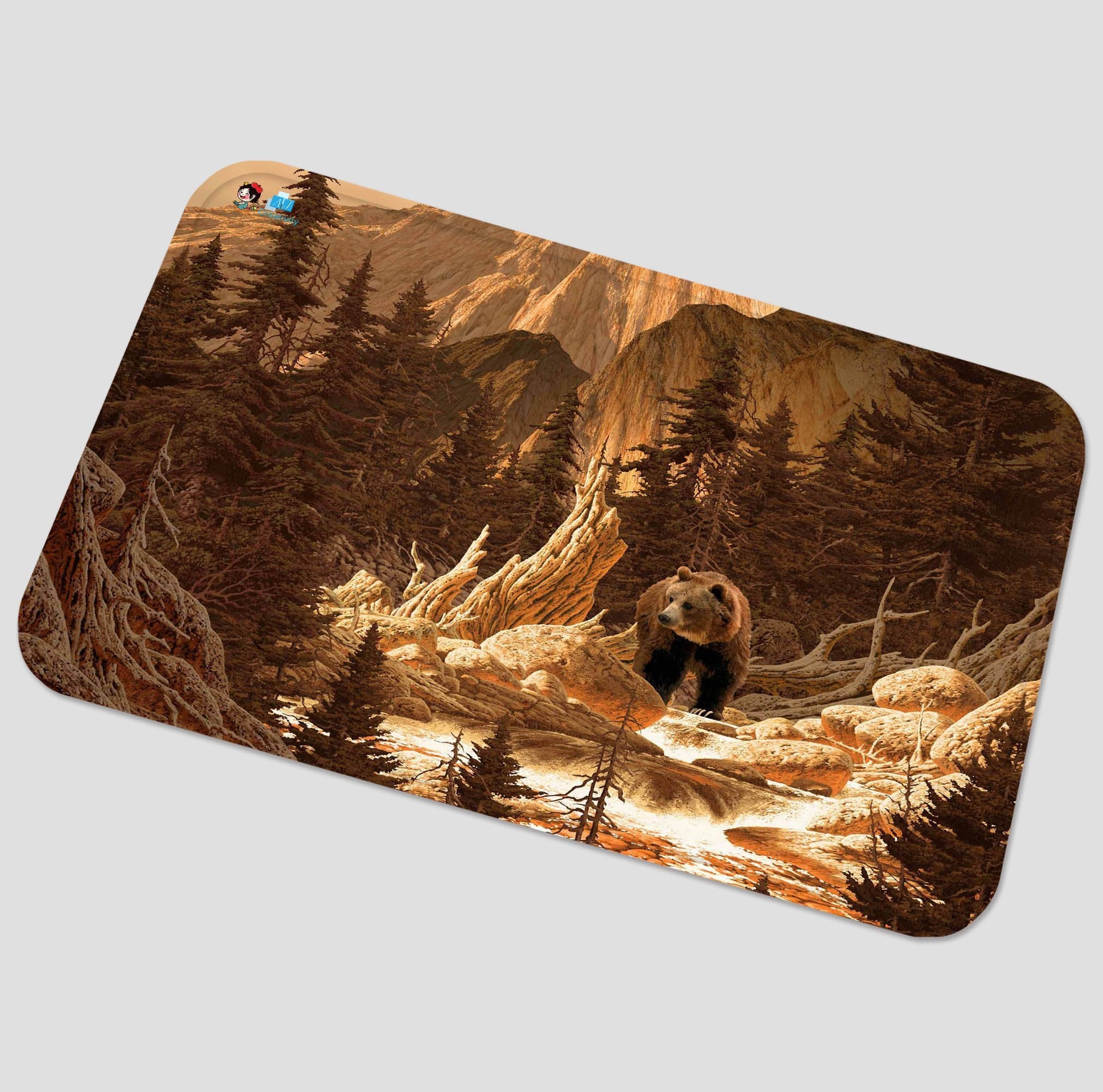 3D Mountain Bear 129 Non Slip Rug Mat Mat AJ Creativity Home 