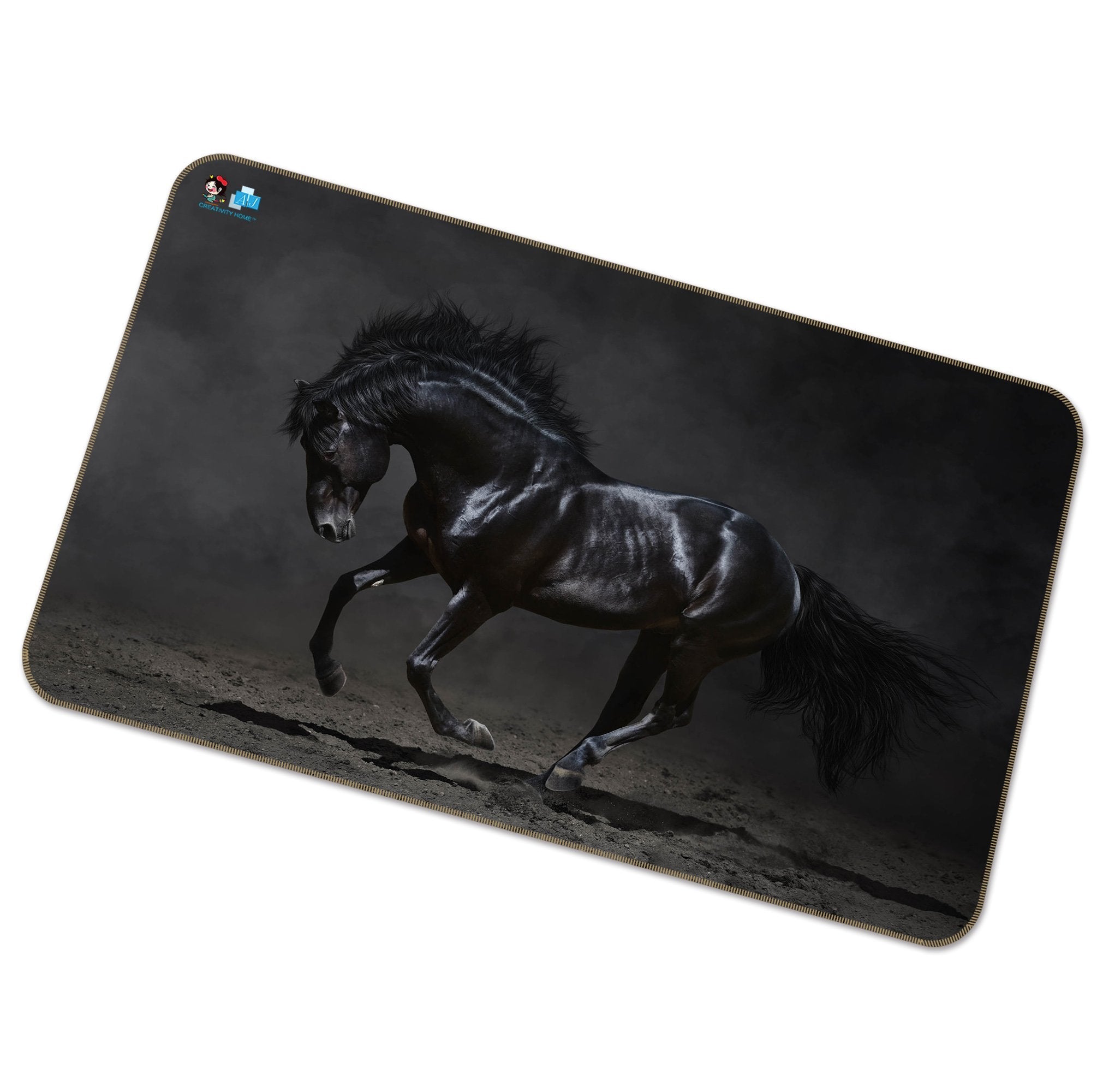 3D Black Horse 240 Non Slip Rug Mat Mat AJ Creativity Home 