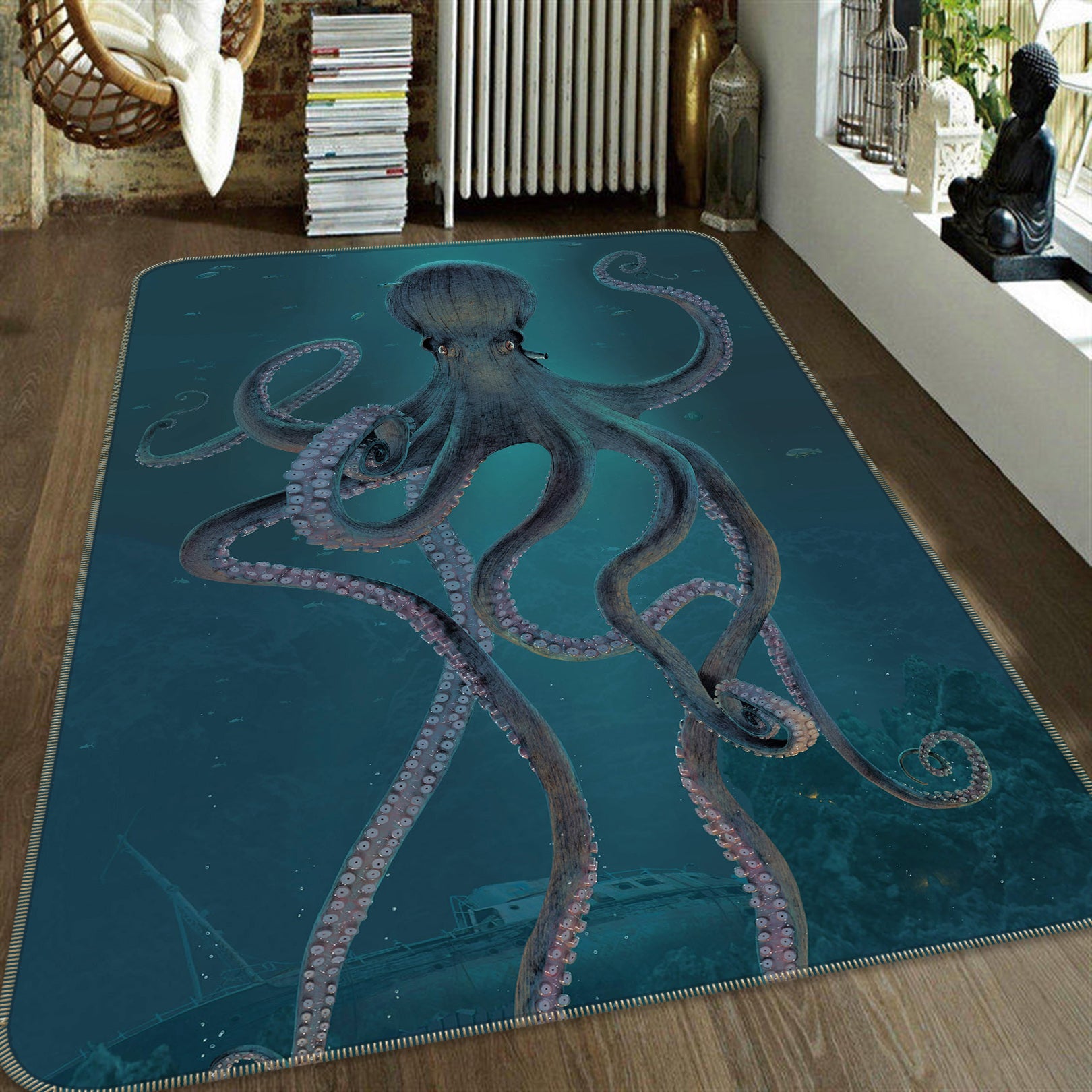 3D Giant Octopus 1038 Vincent Hie Rug Non Slip Rug Mat