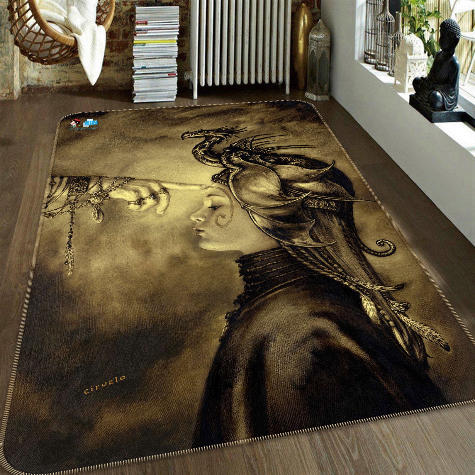 3D Finger Dragon Woman 6037 Ciruelo Rug Non Slip Rug Mat