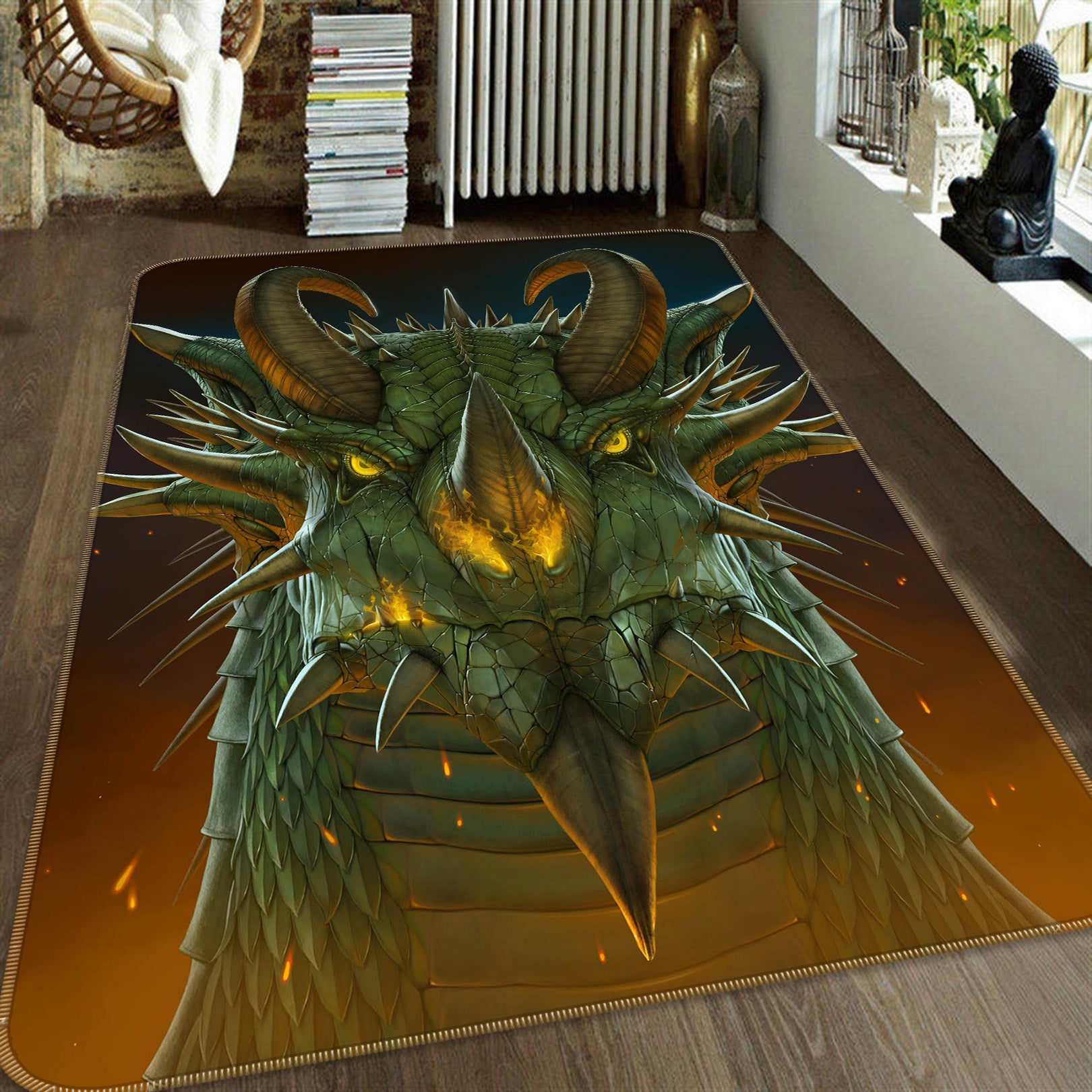 3D Dragon Portrait 1033 Vincent Hie Rug Non Slip Rug Mat