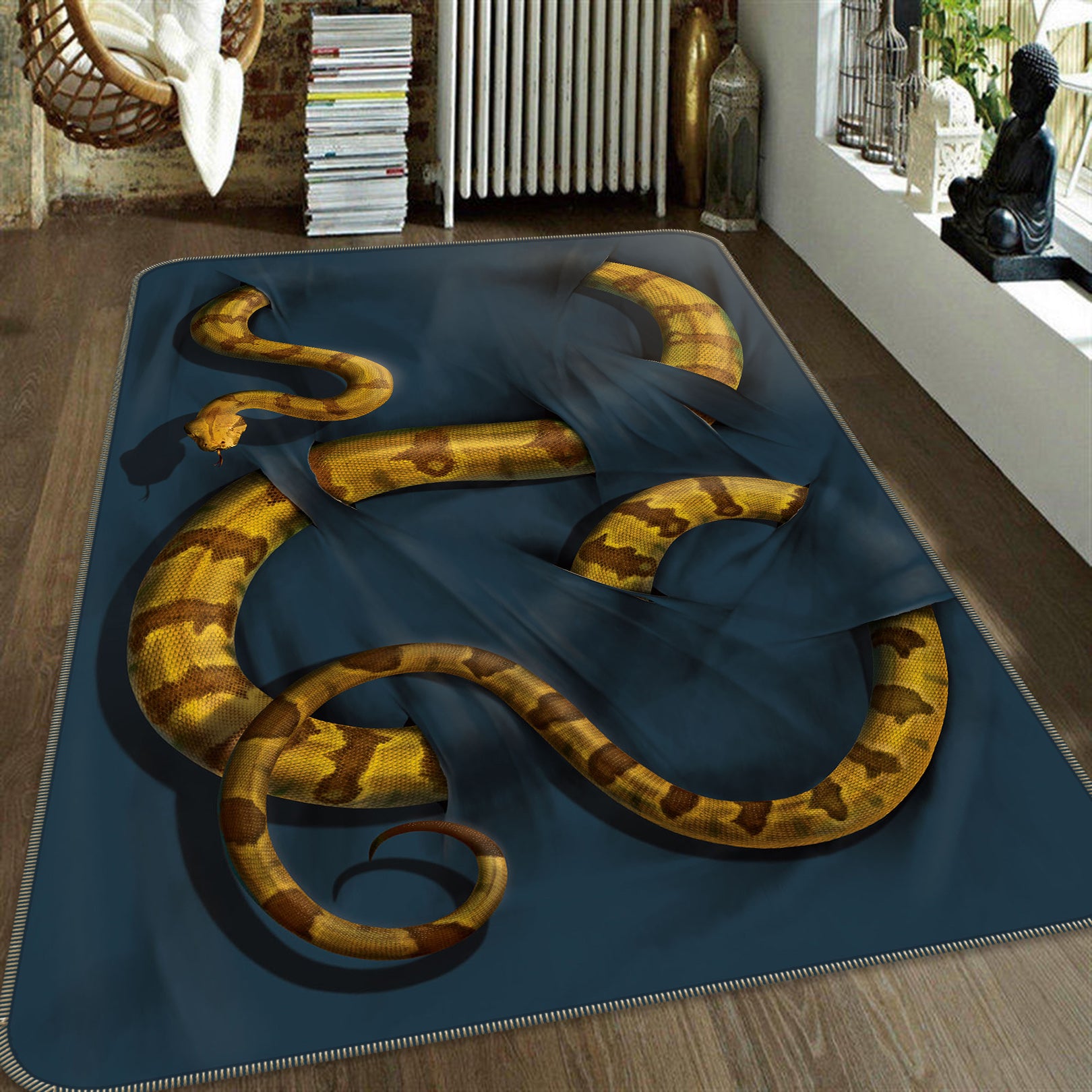 3D Boa Constrictor 1013 Vincent Hie Rug Non Slip Rug Mat