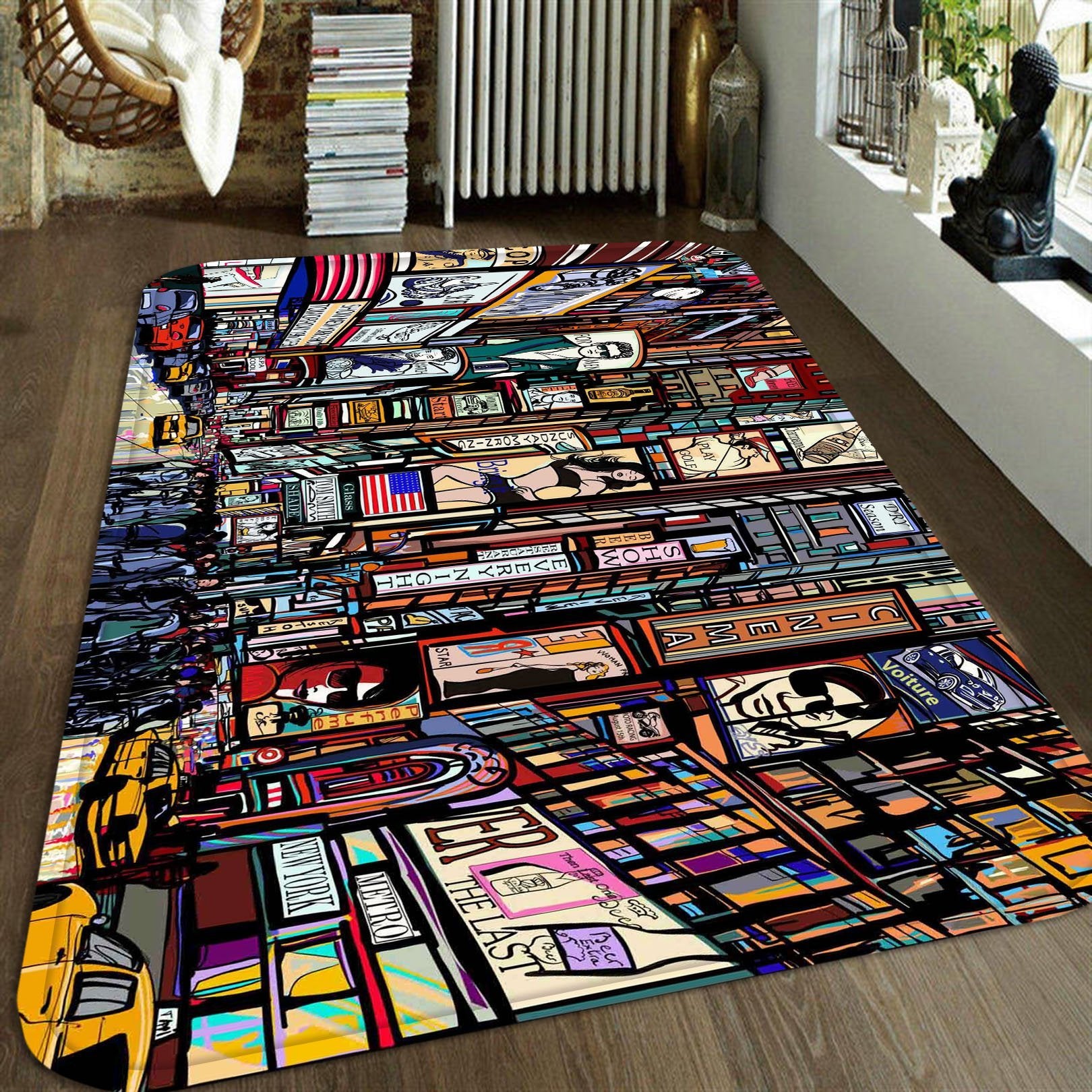 3D Busy City Painting 16 Non Slip Rug Mat Mat AJ Creativity Home 