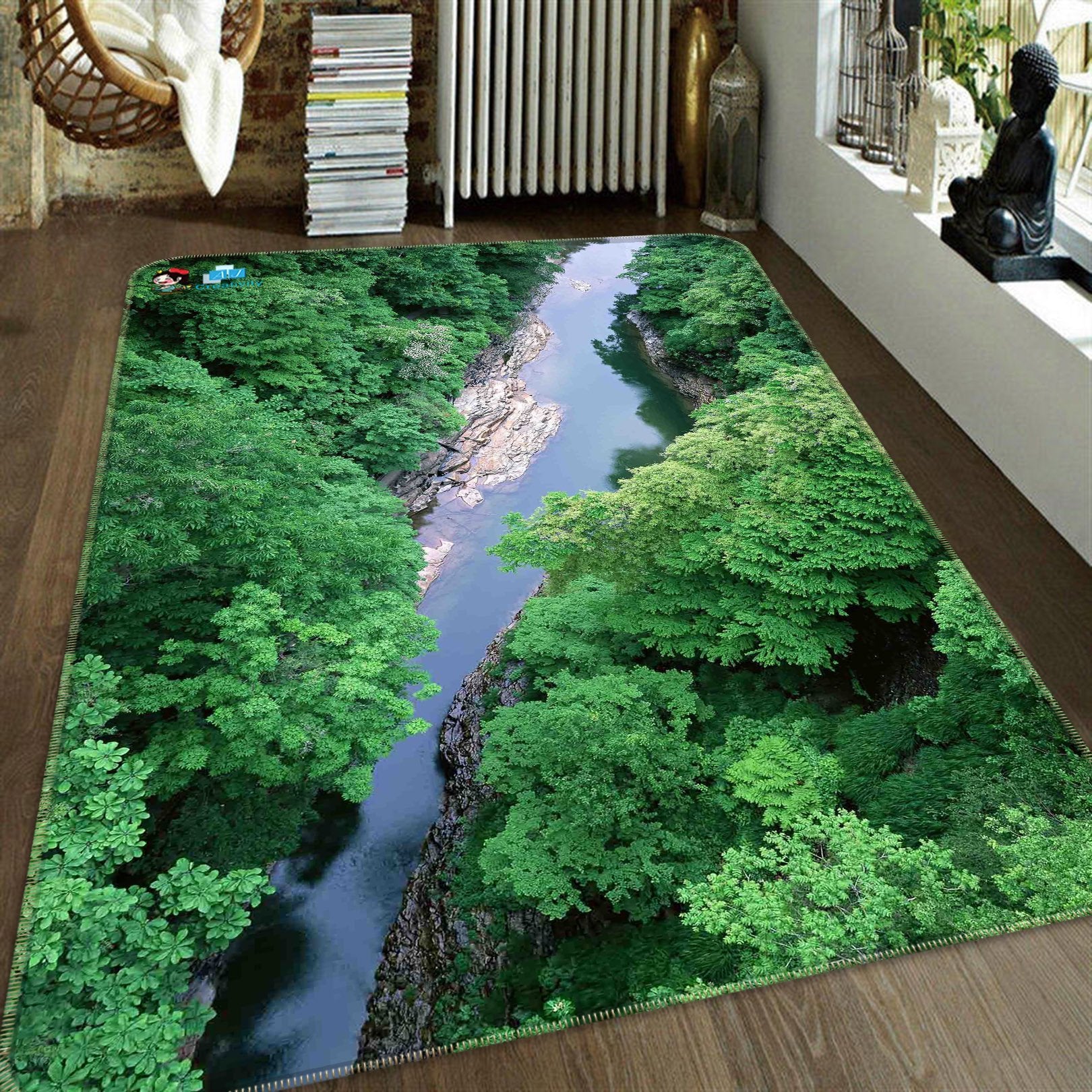 3D Mountain Forest River 195 Non Slip Rug Mat Mat AJ Creativity Home 
