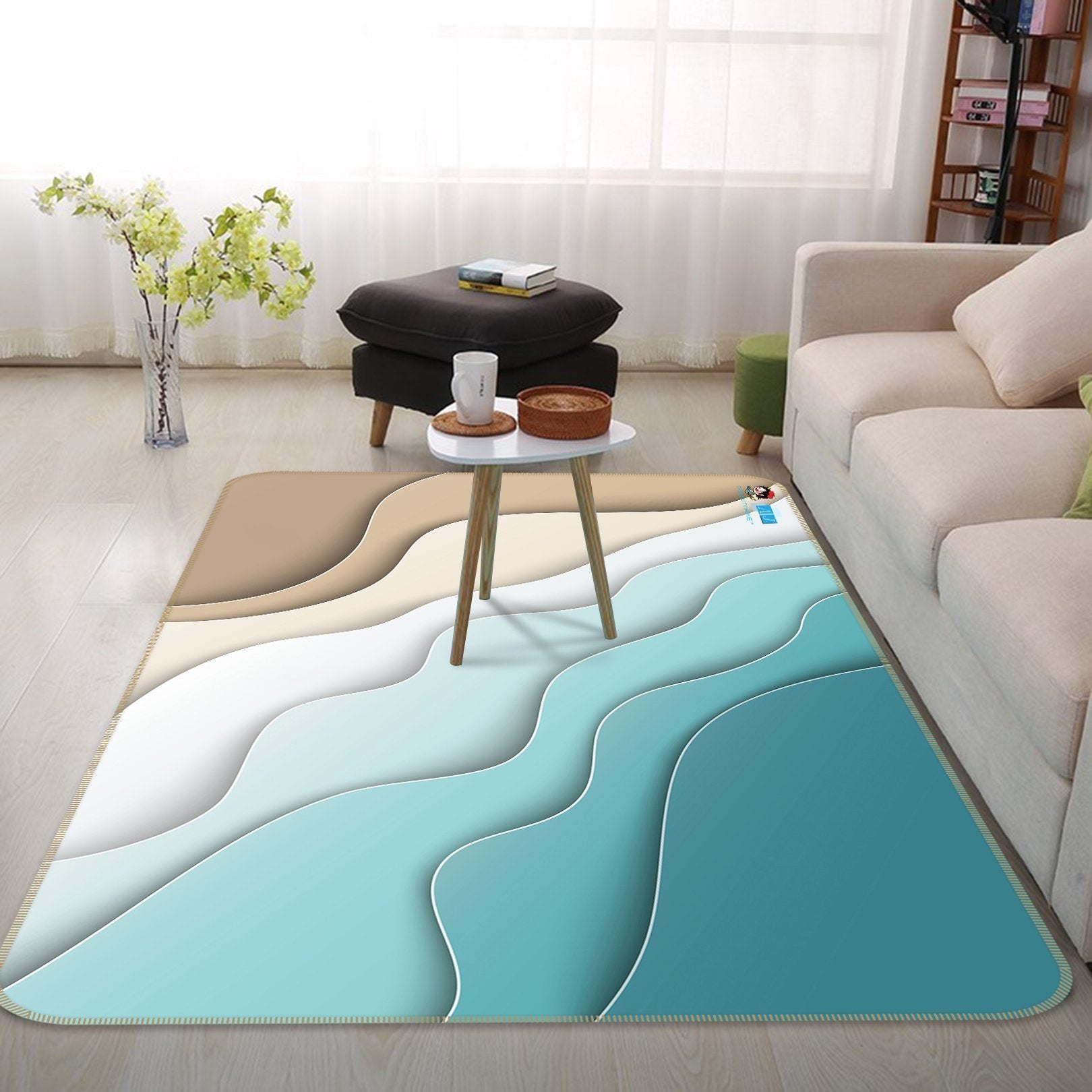 3D Blue Wavy Sea 45 Non Slip Rug Mat Mat AJ Creativity Home 