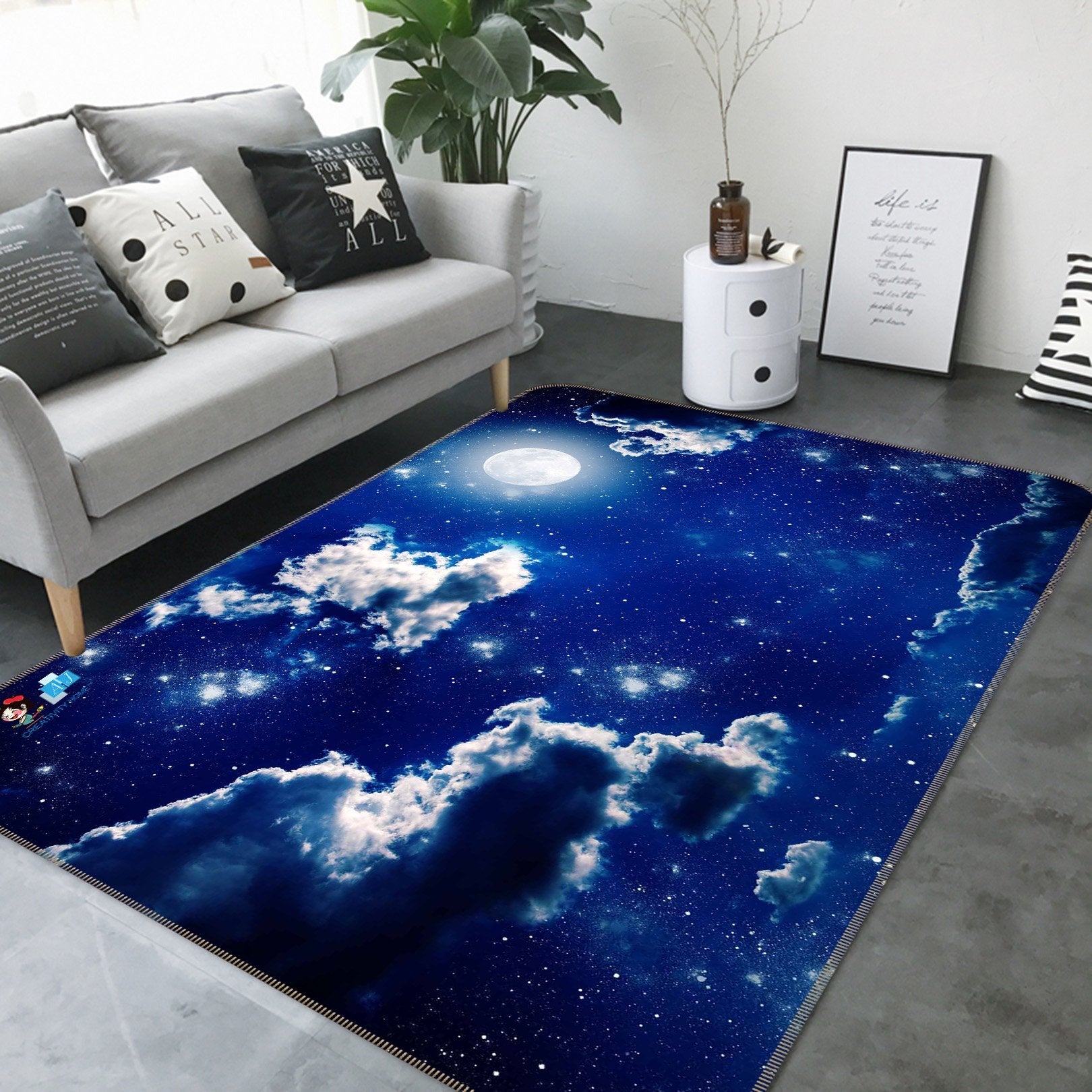 3D Bright Moon And Stars 198 Non Slip Rug Mat Mat AJ Creativity Home 