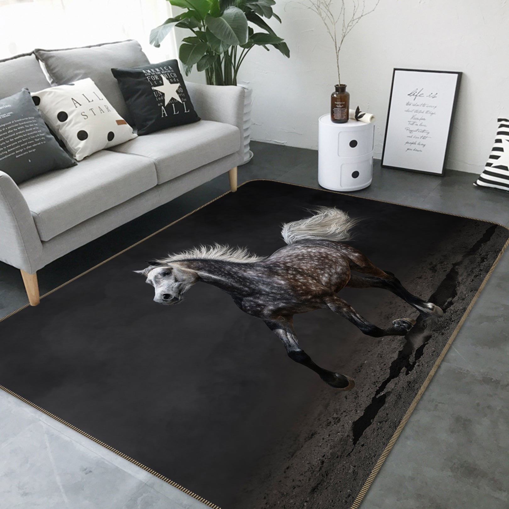 3D Ceramic Horse 091 Animal Non Slip Rug Mat