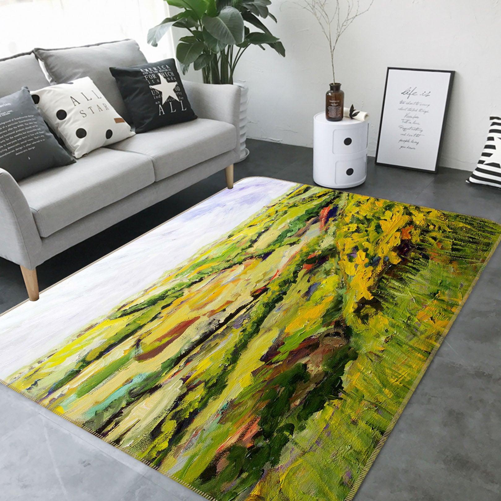 3D Painted Grassland 1084 Allan P. Friedlander Rug Non Slip Rug Mat