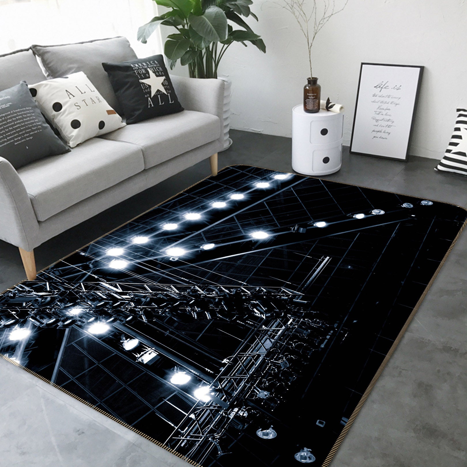3D City Lights 1015 Noirblanc777 Rug Non Slip Rug Mat