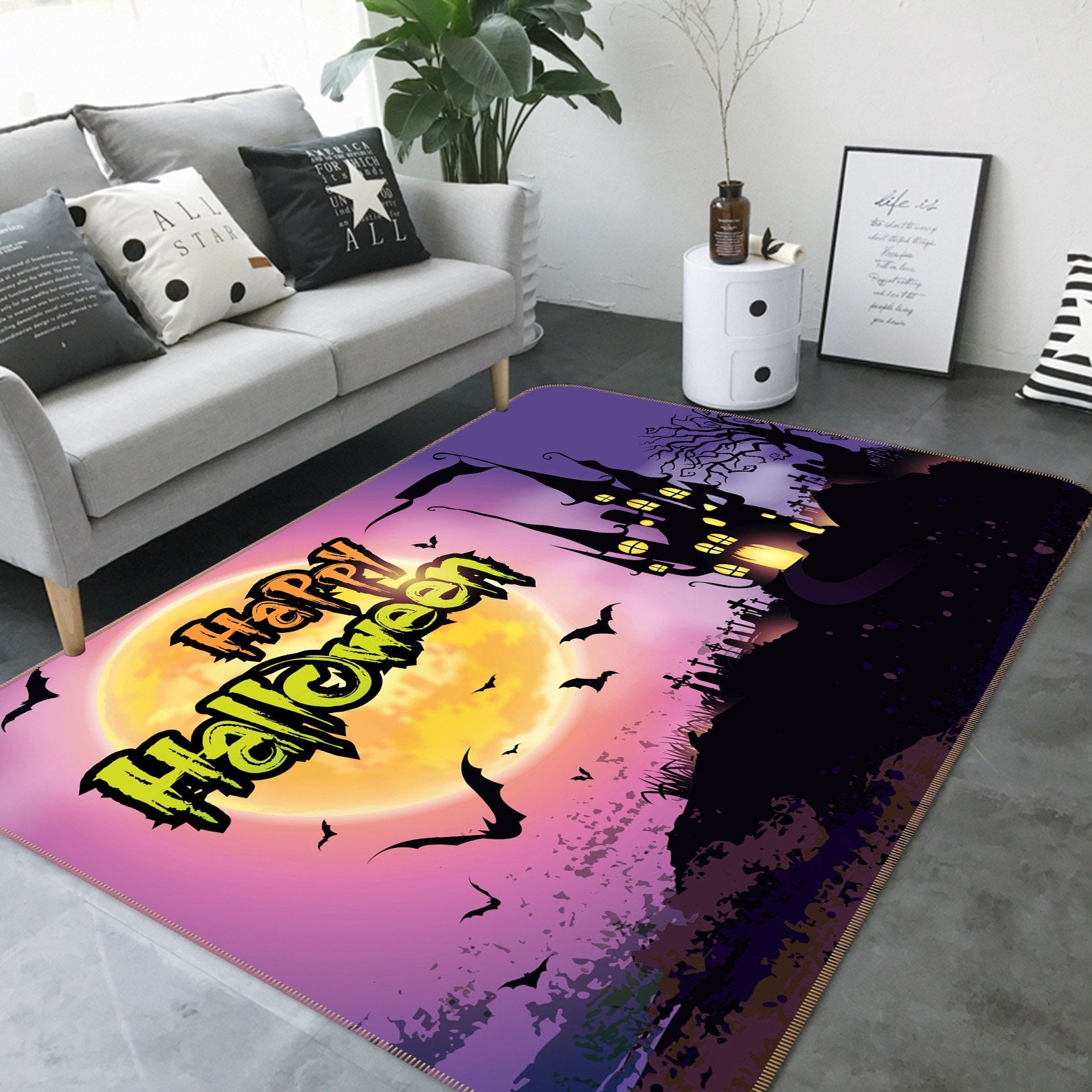 3D Bat Castle 203 Halloween Non Slip Rug Mat Mat AJ Creativity Home 