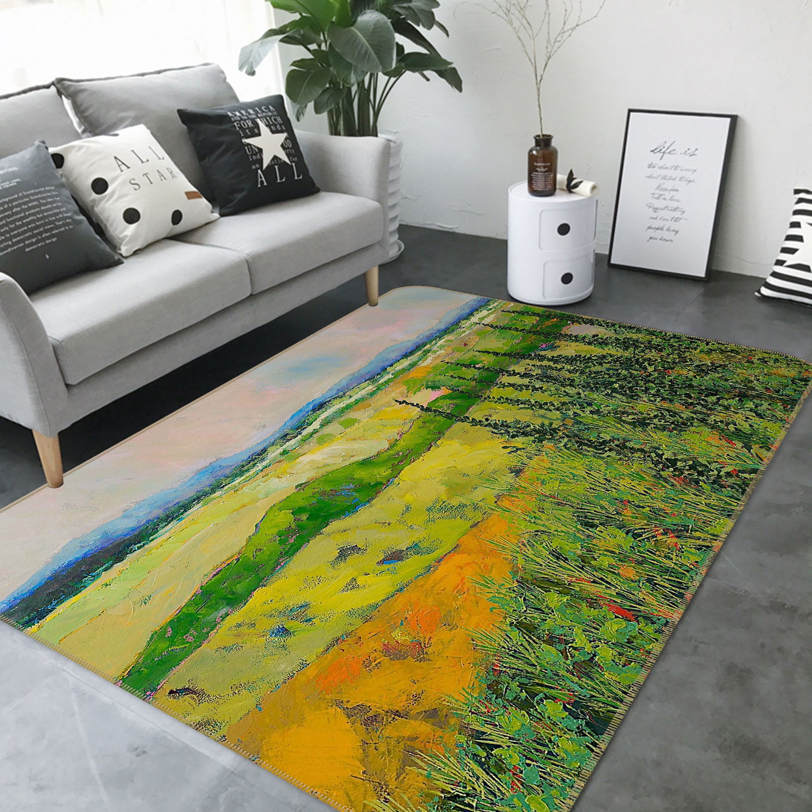 3D Summer Field 1028 Allan P. Friedlander Rug Non Slip Rug Mat