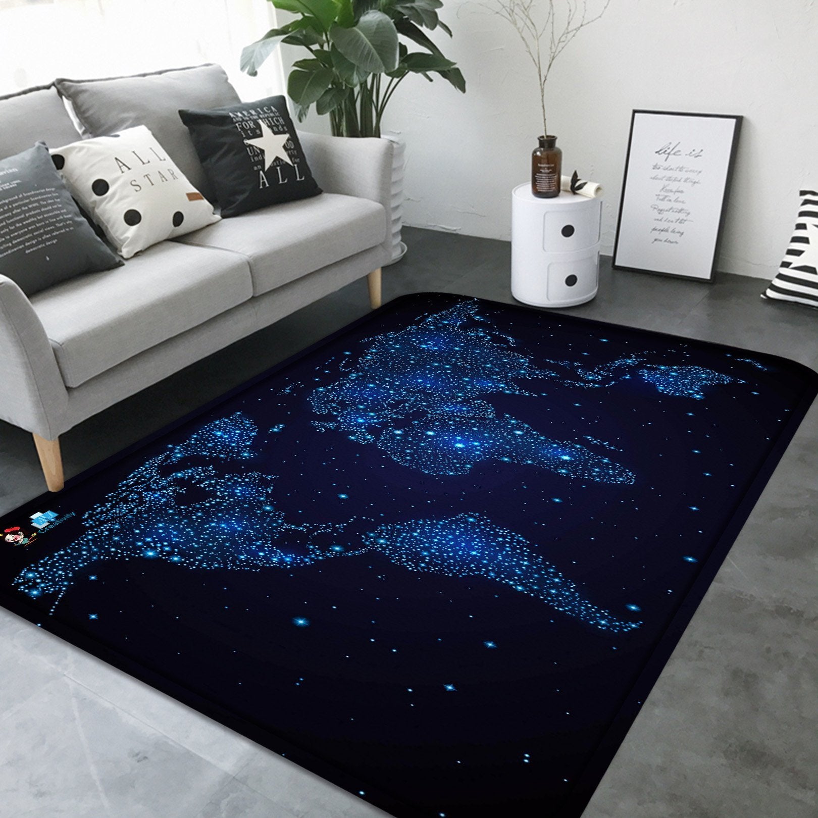 3D Shiny World Map 86 Non Slip Rug Mat Mat AJ Creativity Home 