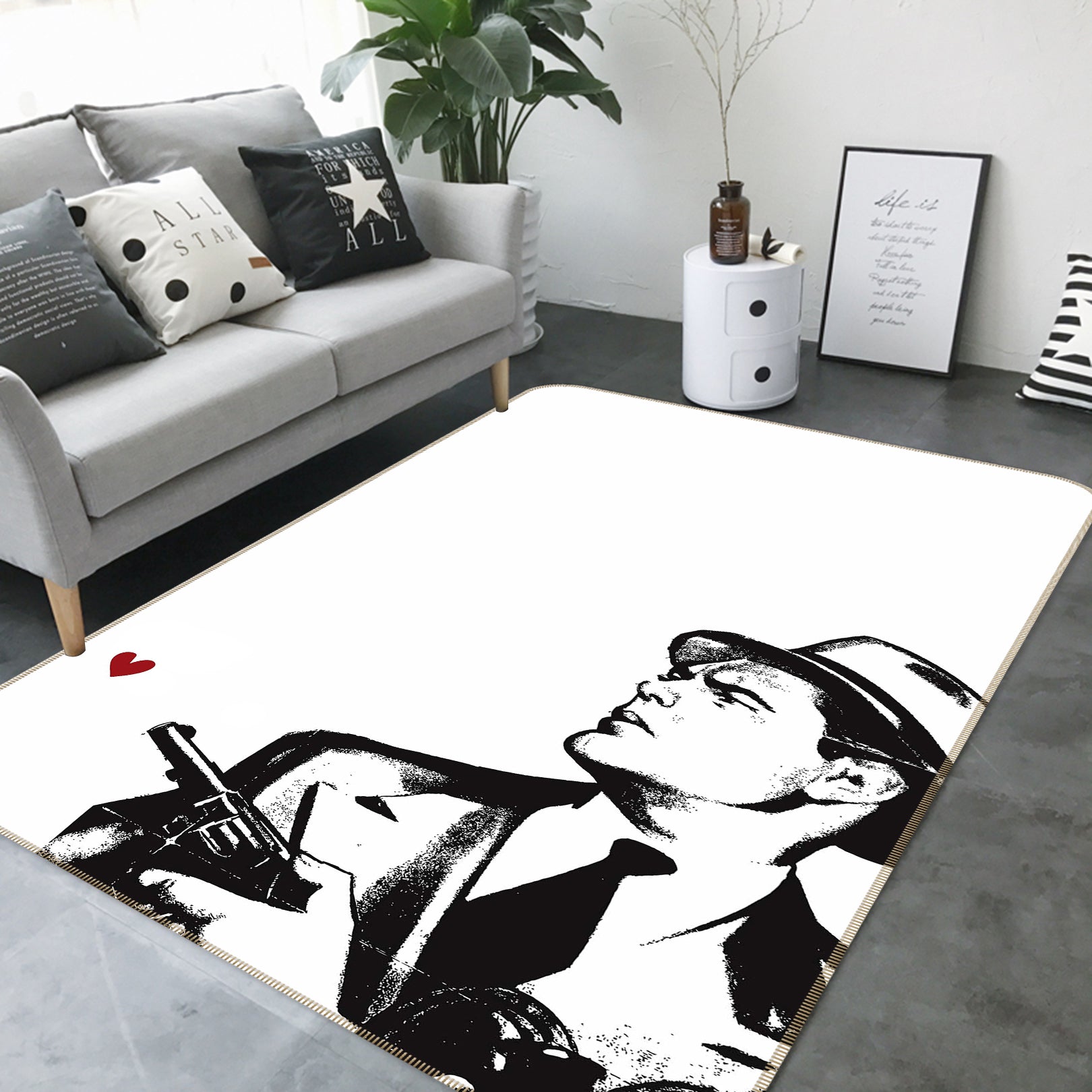 3D Red Heart 1036 Boris Draschoff Rug Non Slip Rug Mat